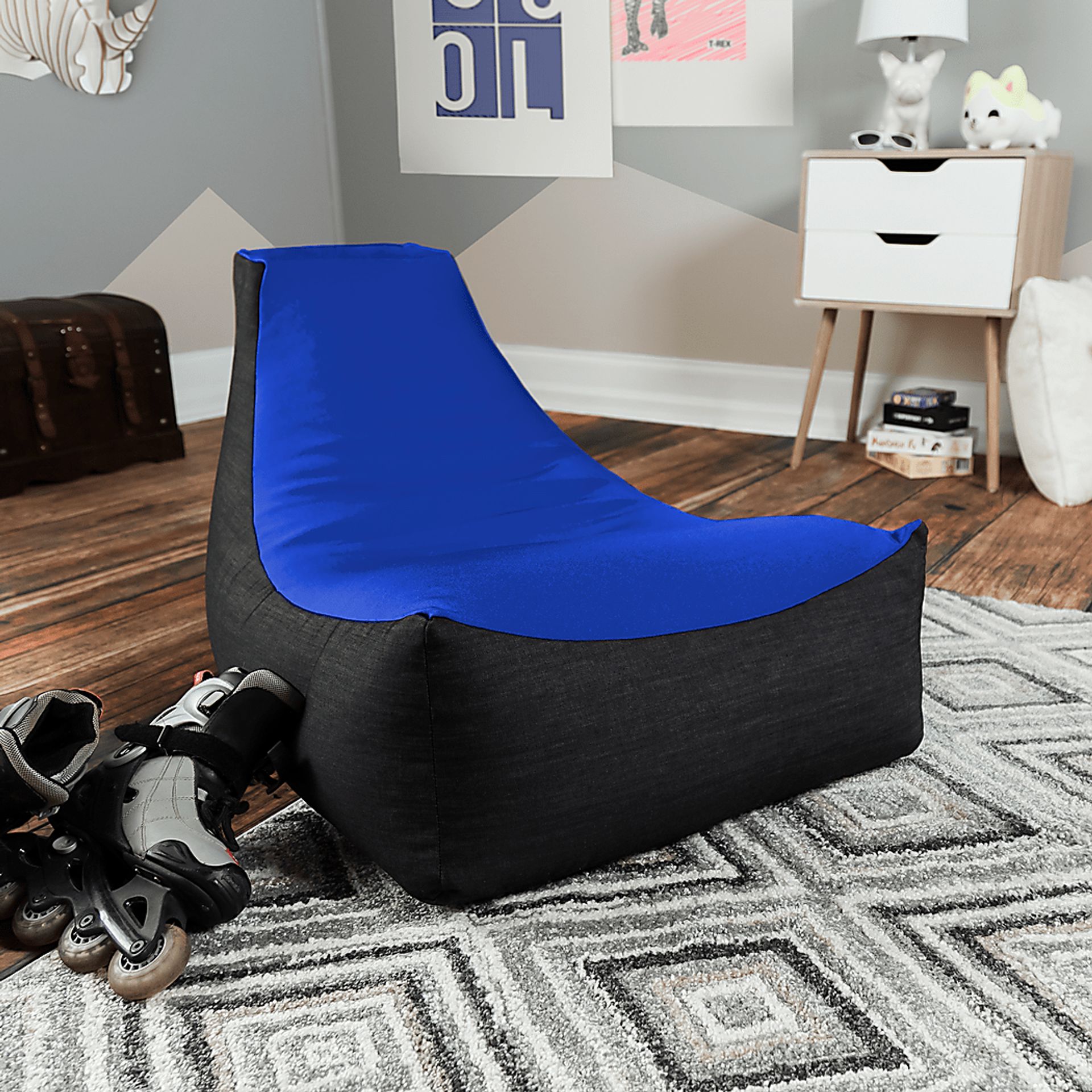 Kids Nika Blue Bean Bag Chair - Image 4
