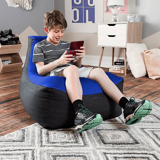 Kids Nika Blue Bean Bag Chair - Thumbnail - Image 5