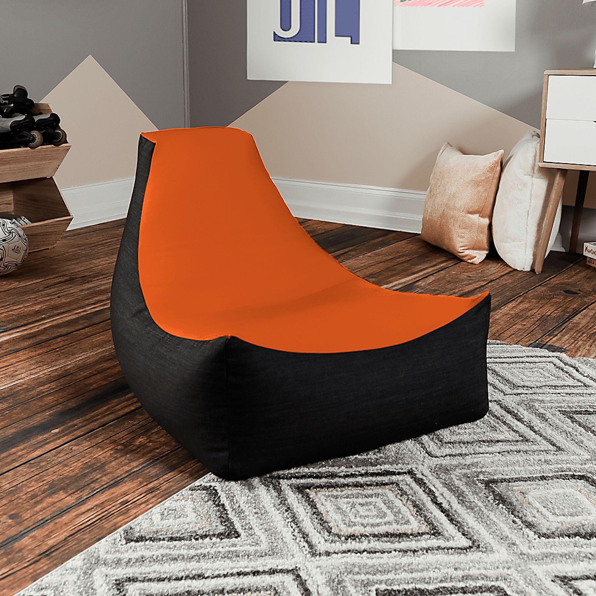 Kids Nika Orange Bean Bag Chair - Image 2
