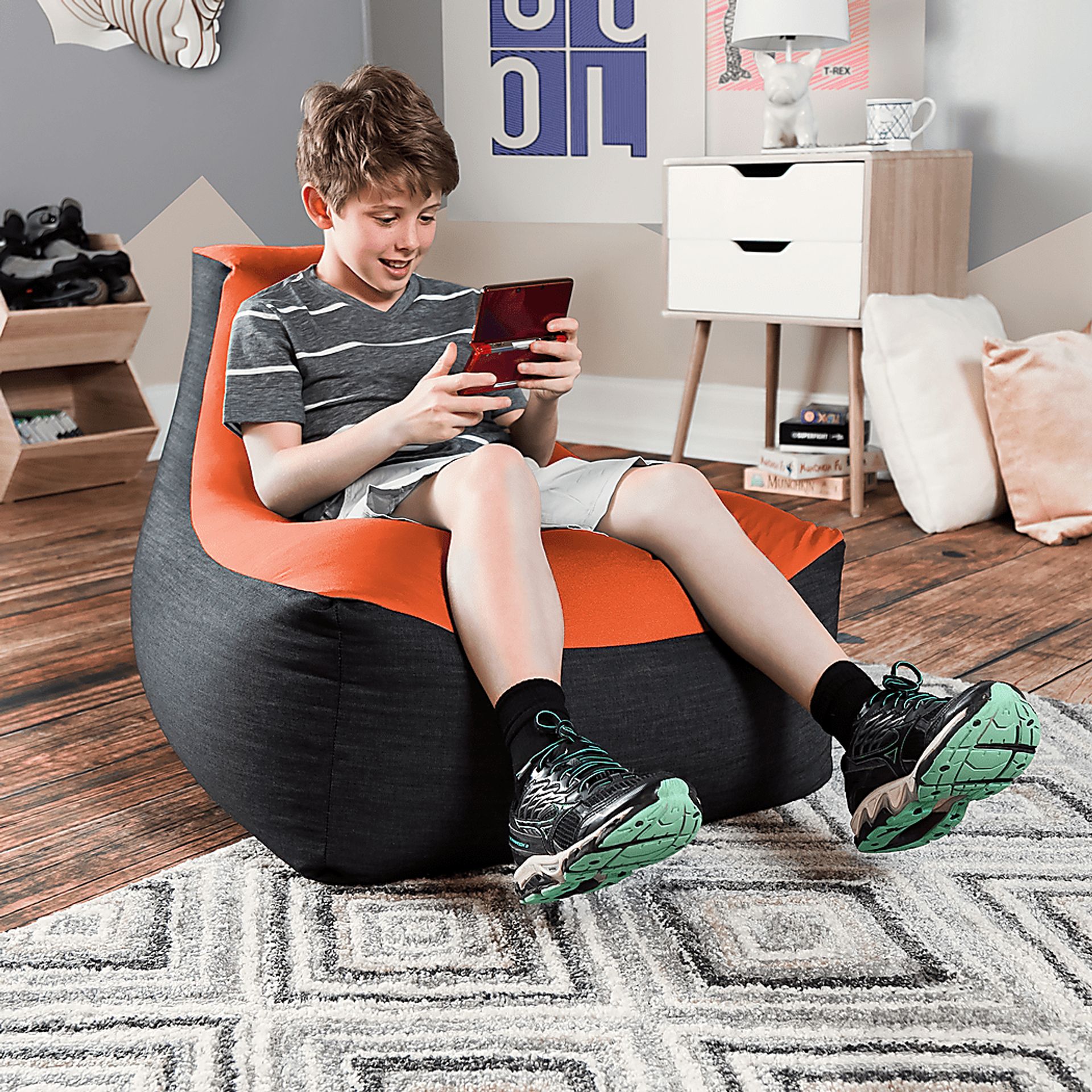 Kids Nika Orange Bean Bag Chair - Image 4