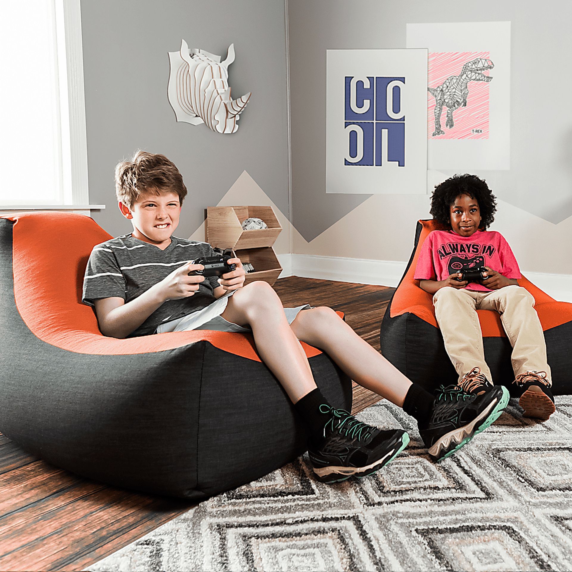 Kids Nika Orange Bean Bag Chair - Image 5