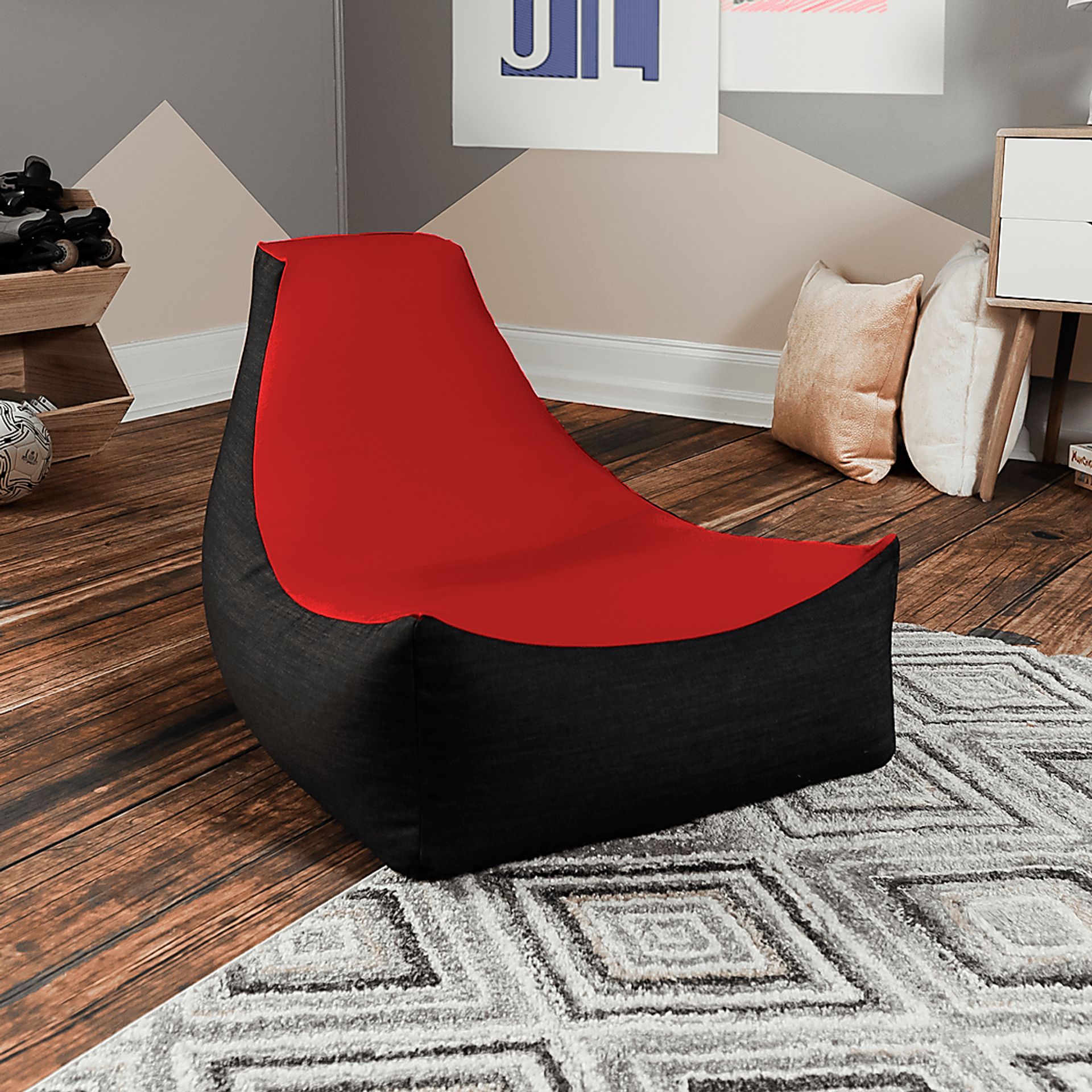 Kids Nika Red Bean Bag Chair - Image 2