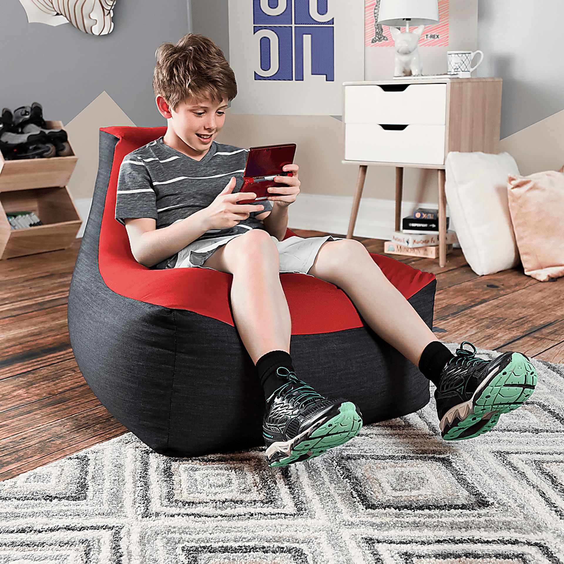 Kids Nika Red Bean Bag Chair - Image 4