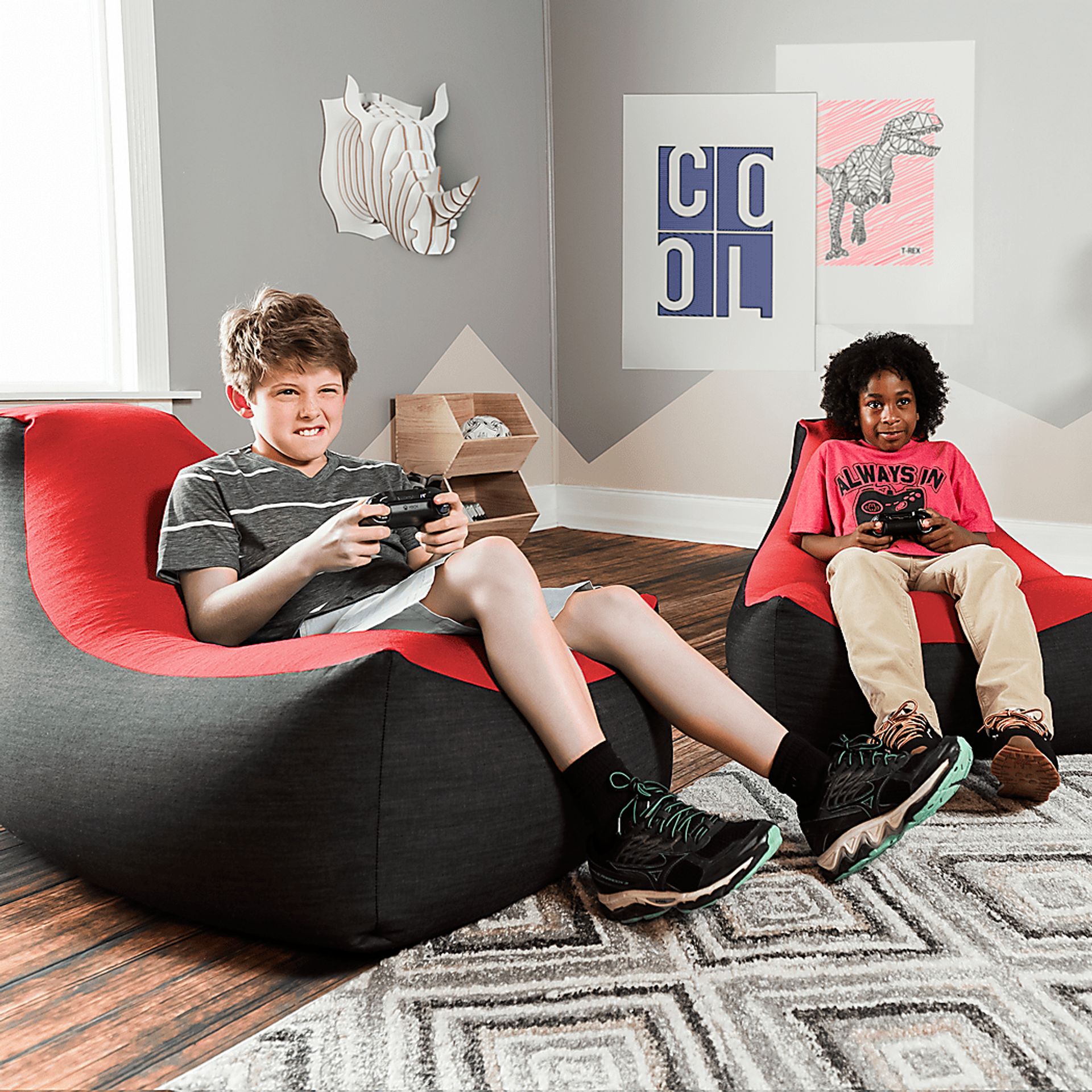 Kids Nika Red Bean Bag Chair - Image 5