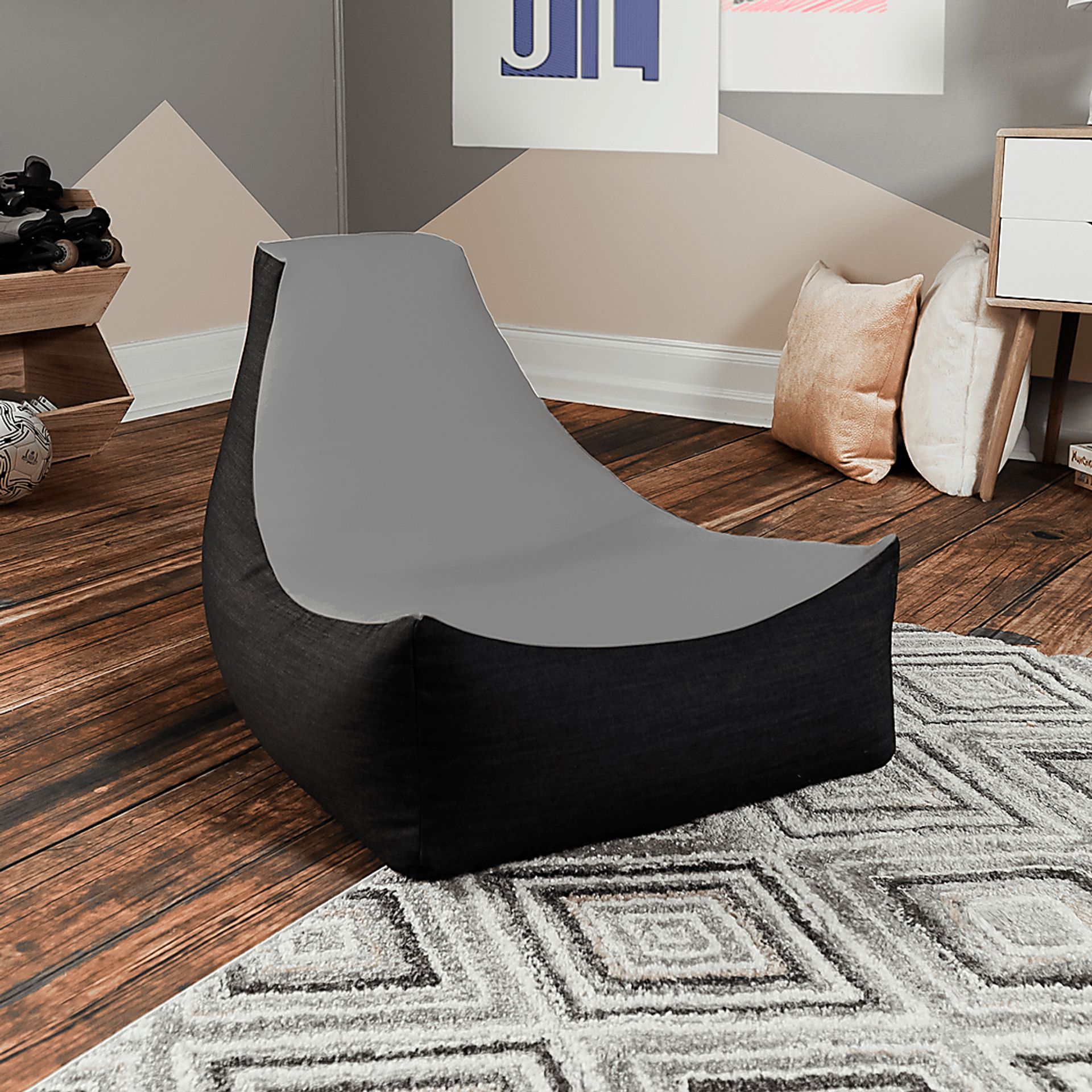 Kids Nika Silver Bean Bag Chair - Image 2