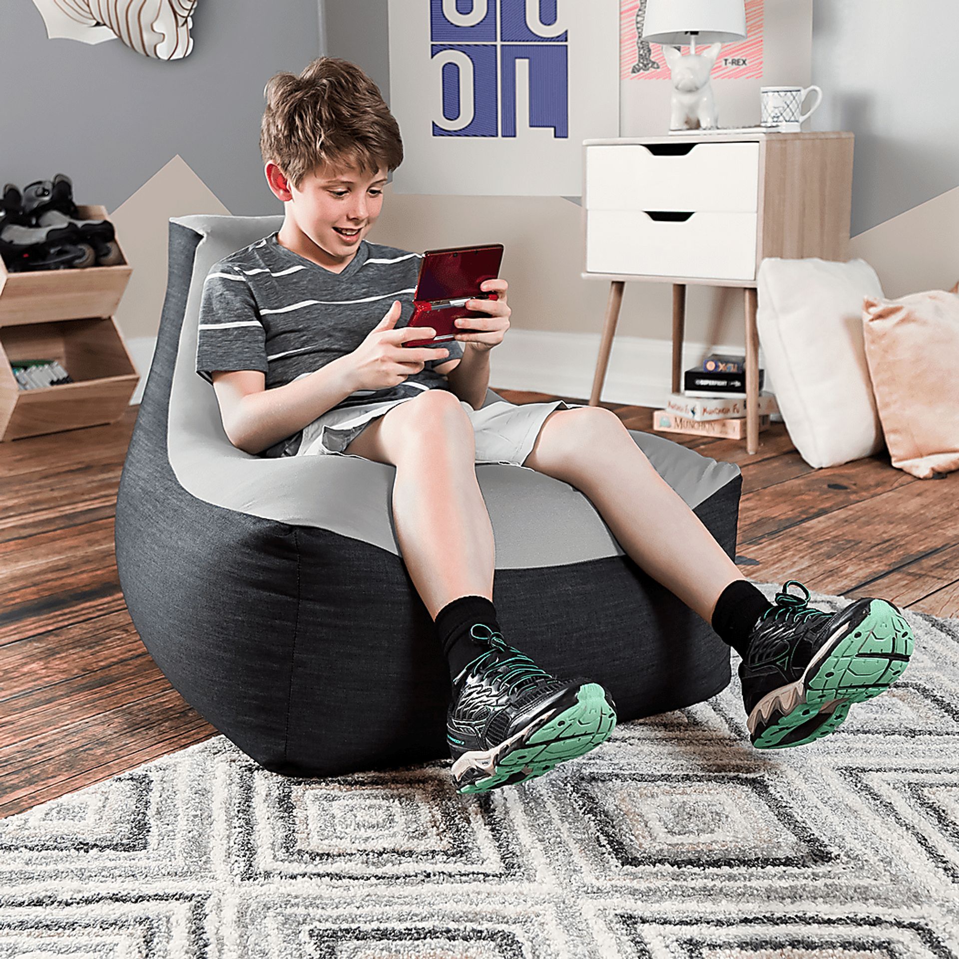 Kids Nika Silver Bean Bag Chair - Image 4