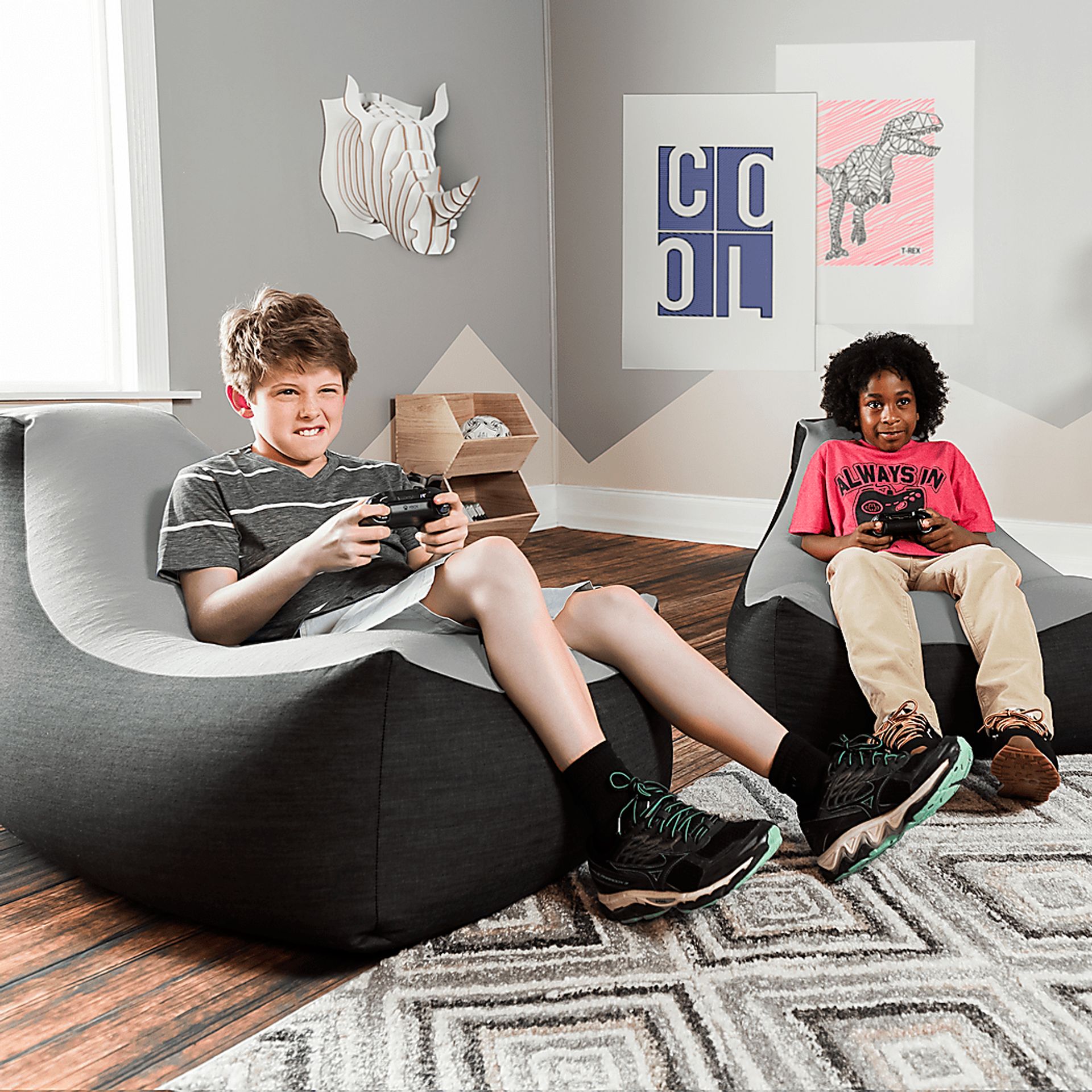 Kids Nika Silver Bean Bag Chair - Image 5