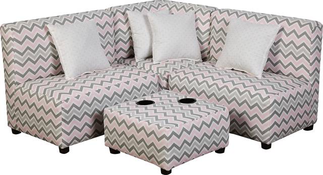Niko Pink/Gray Toddler Sectional - Thumbnail - Image 1