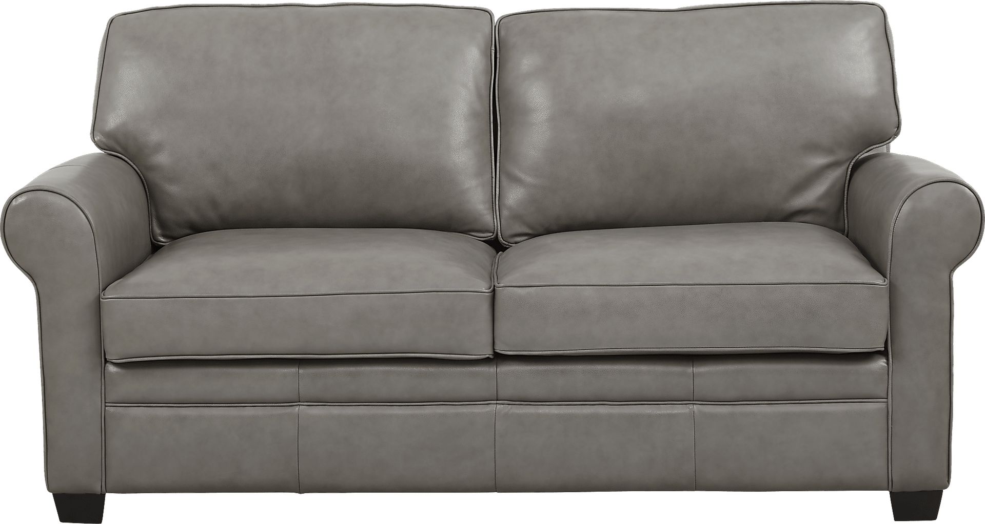 Nikola Place Gray Leather Loveseat - Image 1