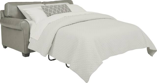 Nikola Place Gray Leather Sleeper Loveseat - Thumbnail - Image 2