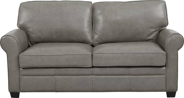 Nikola Place Gray Leather Sleeper Loveseat - Thumbnail - Image 1