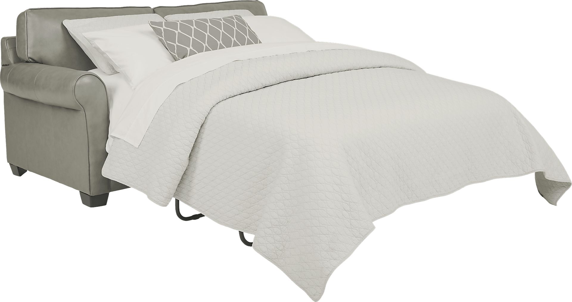 Nikola Place Gray Leather Sleeper Loveseat - Image 2