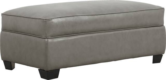 Nikola Place Gray Leather Storage Ottoman - Thumbnail - Image 1