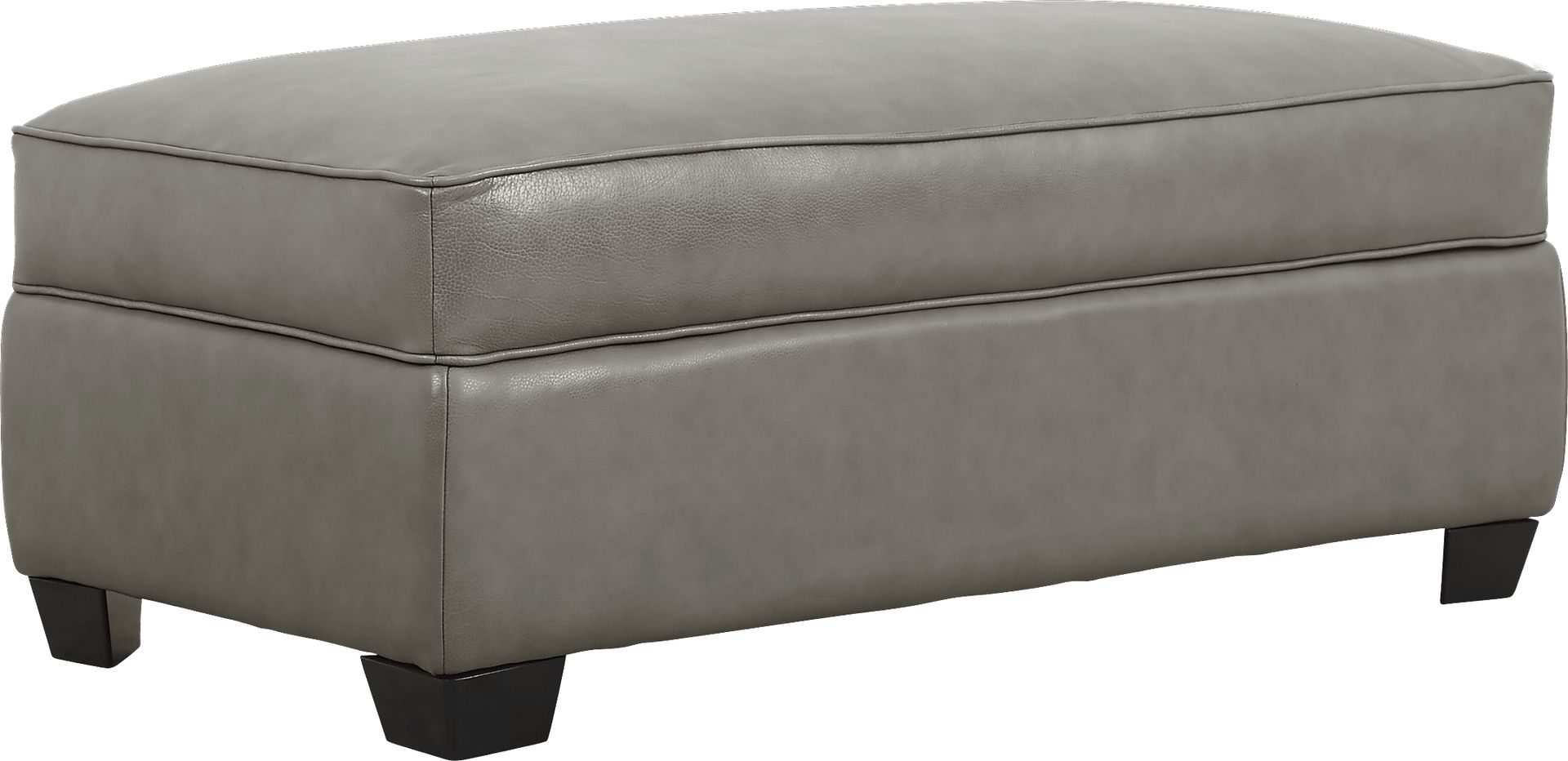 Nikola Place Gray Leather Storage Ottoman - Image 1