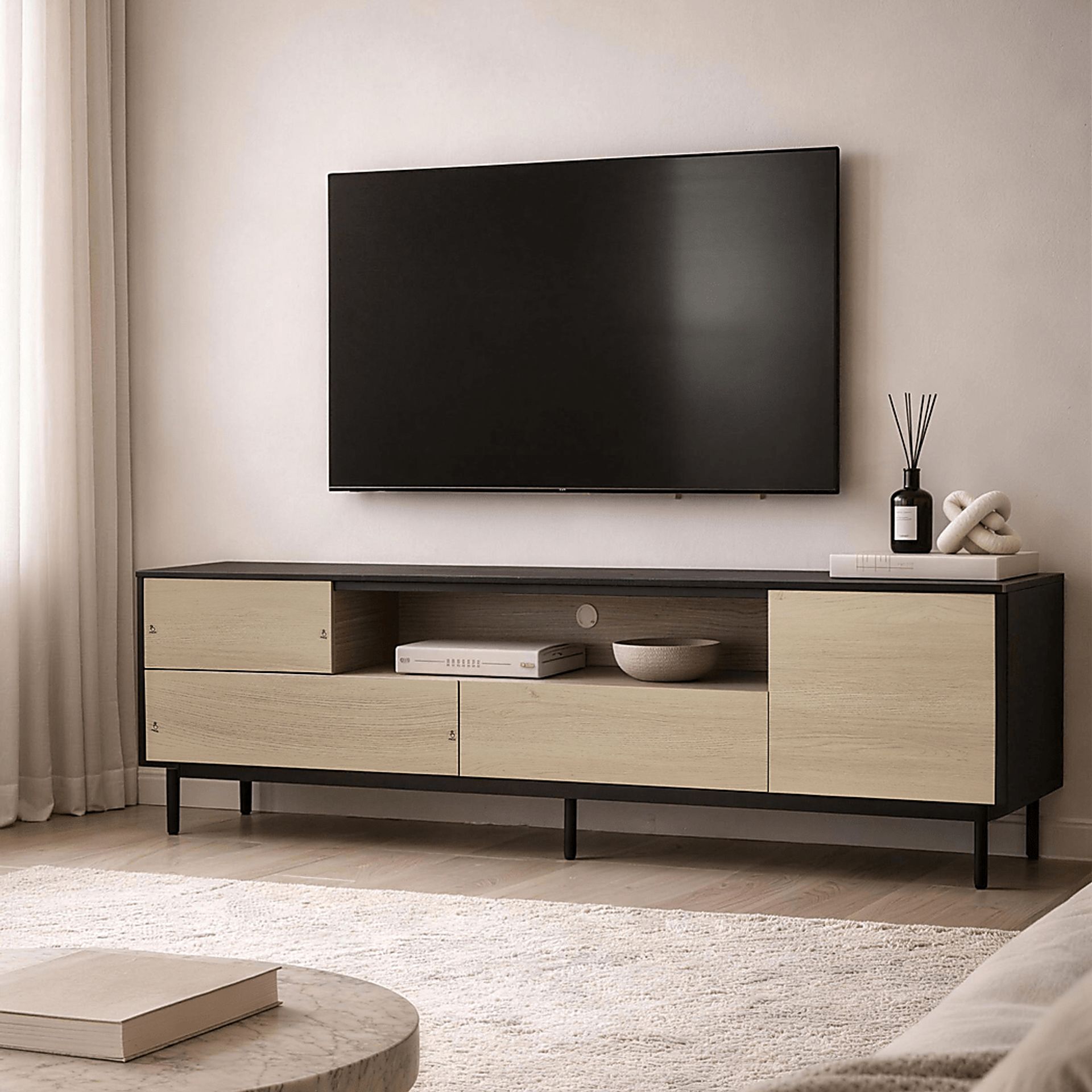 Nilar Black/Natural 71 in. Console - Image 2