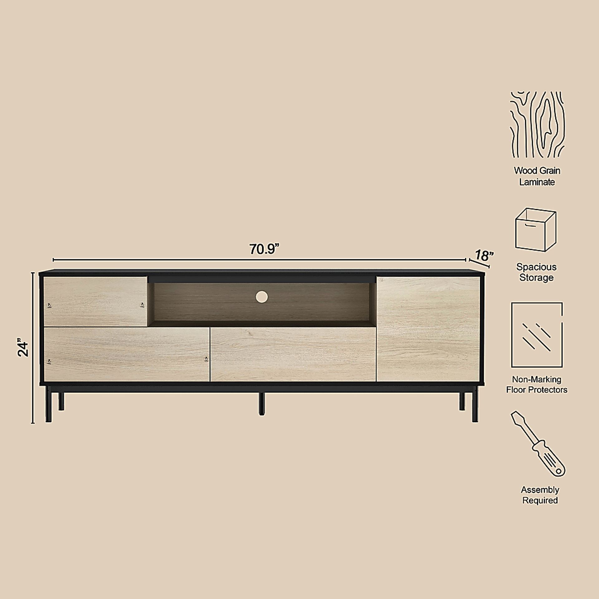 Nilar Black/Natural 71 in. Console - Image 6