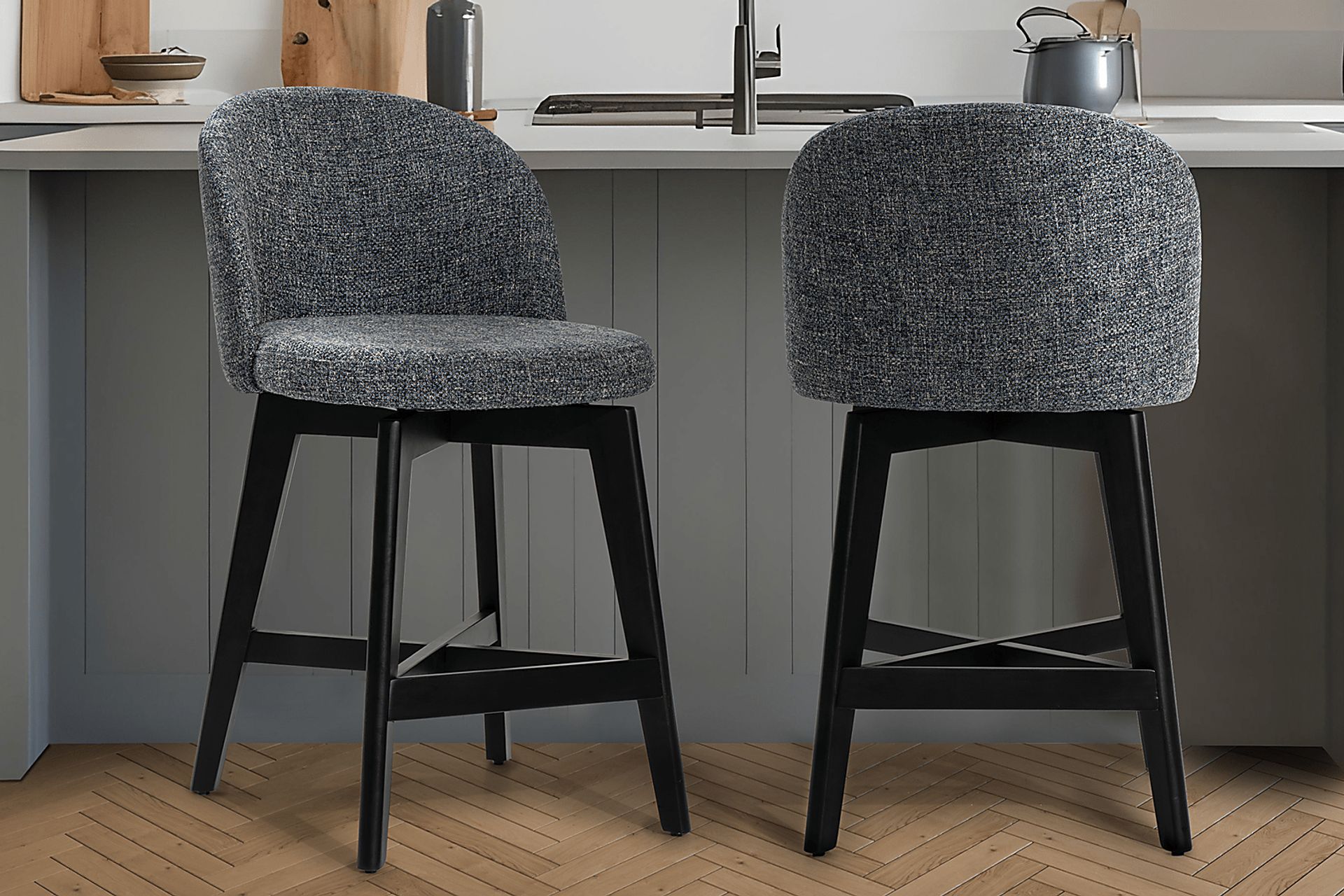 Nilesh Blue Counter Height Stool, Set of 2 - Image 3
