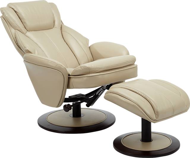 Nimblecreek Beige Recliner and Ottoman - Thumbnail - Image 2