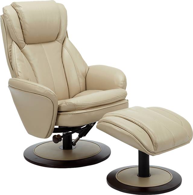 Nimblecreek Beige Recliner and Ottoman - Thumbnail - Image 1