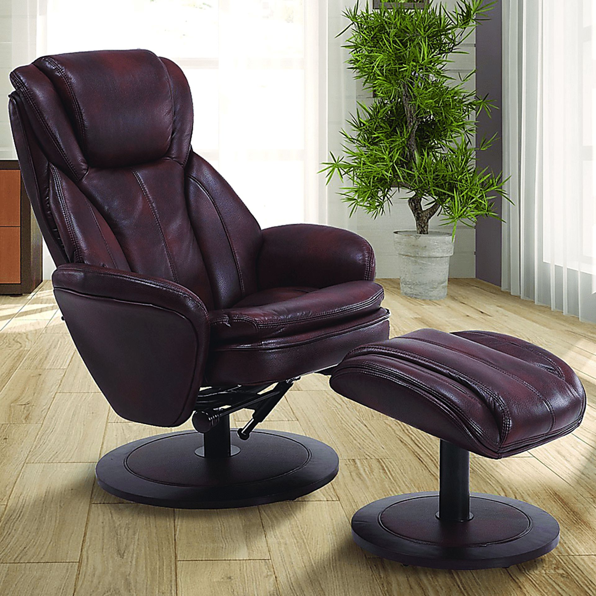 Nimblecreek Brown Recliner and Ottoman - Image 4