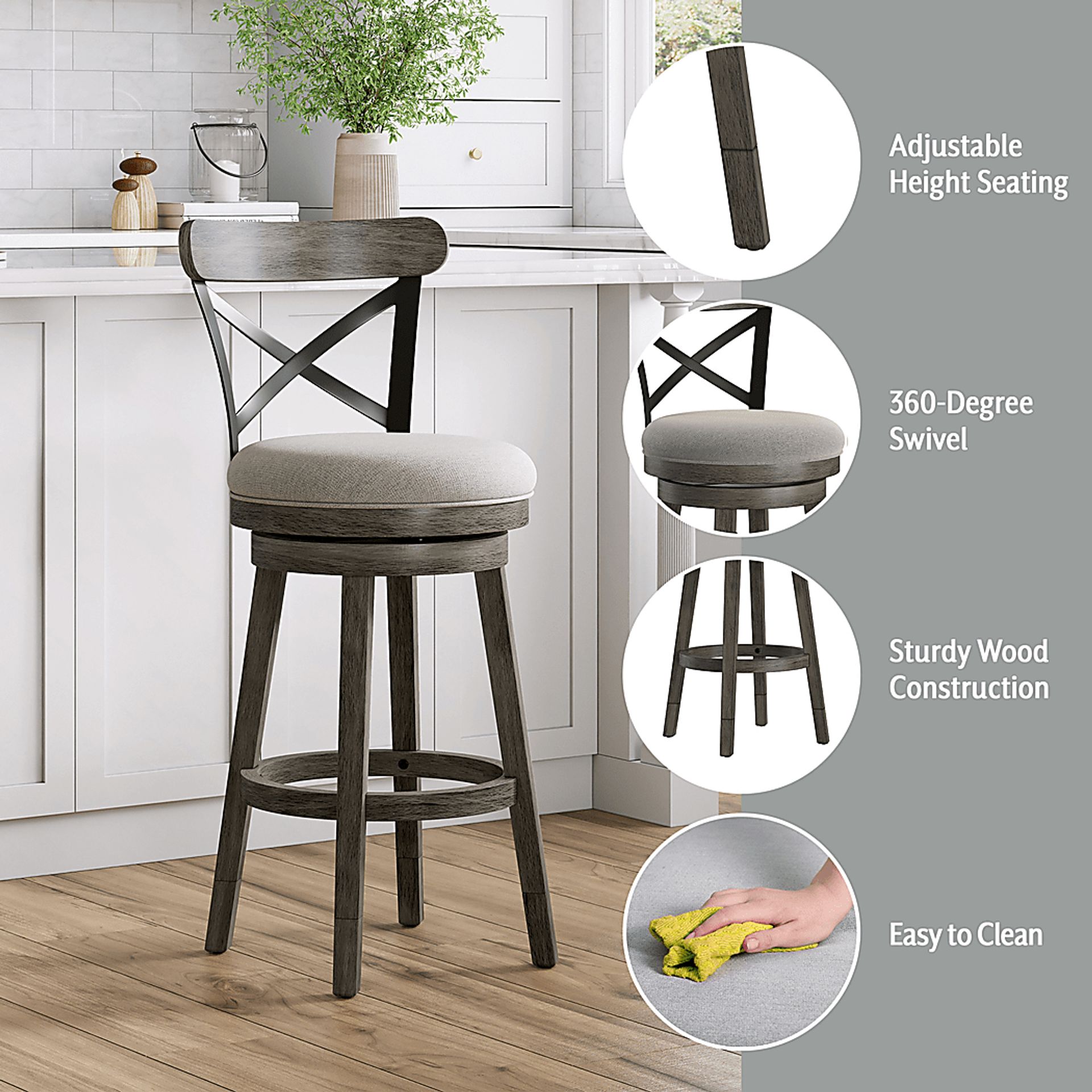 Nitin Gray Adjustable Stool - Image 25