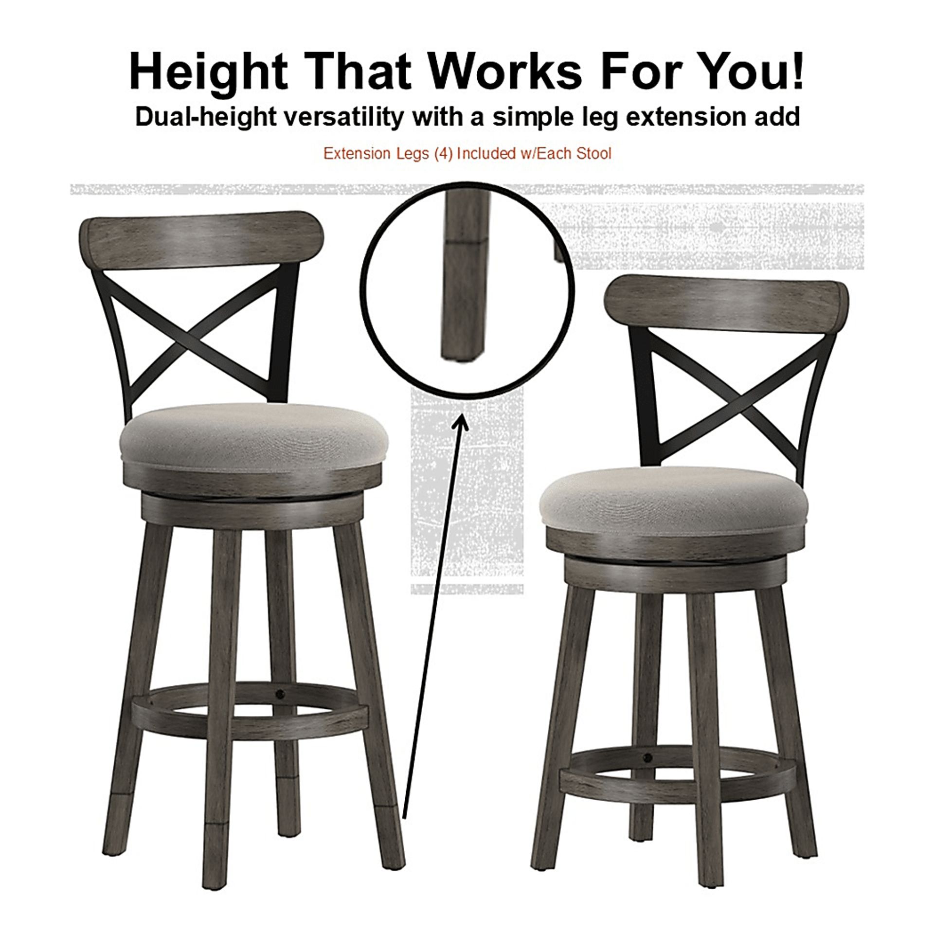 Nitin Gray Adjustable Stool - Image 26