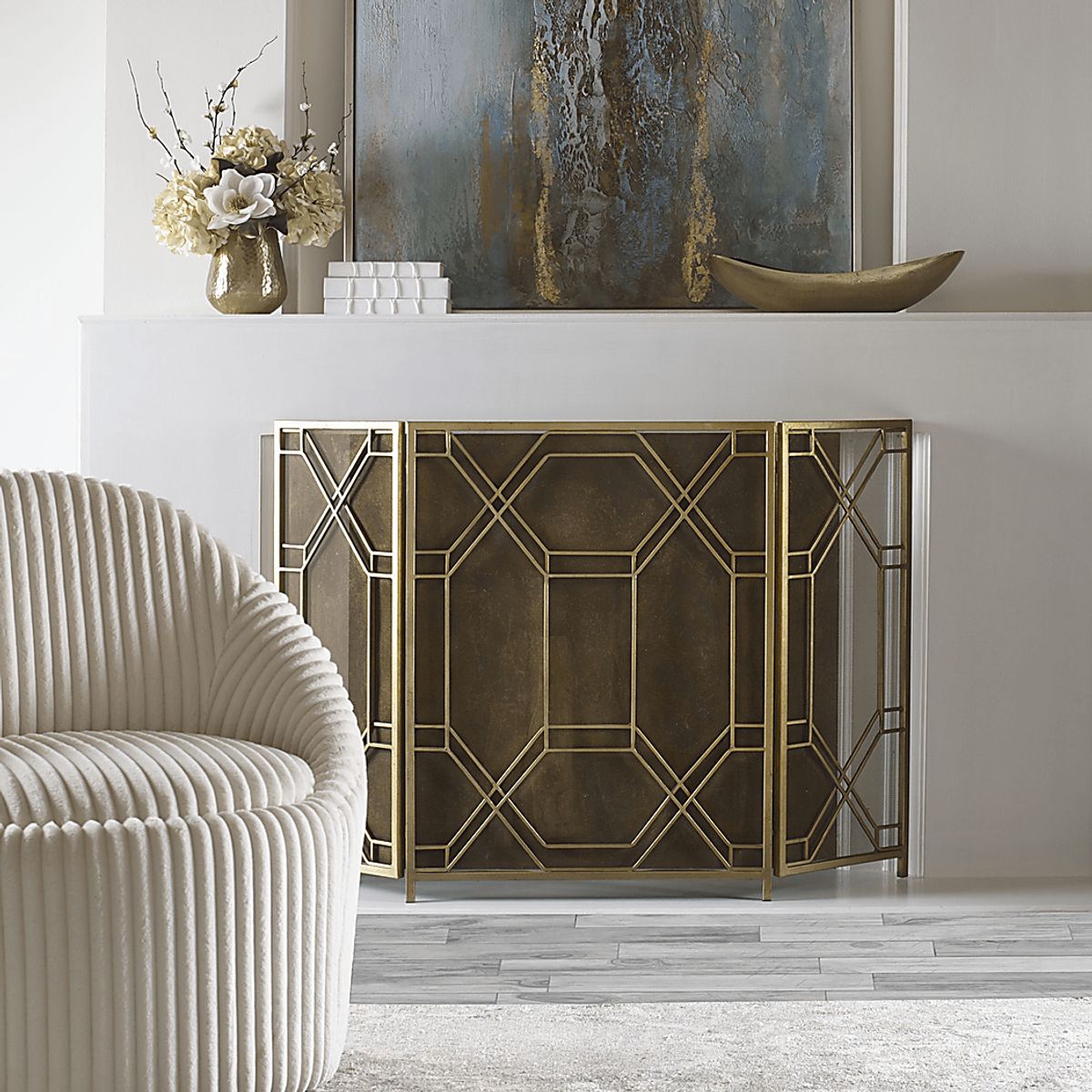 Nitson Gold Yellow Fireplace Screen | Rooms to Go
