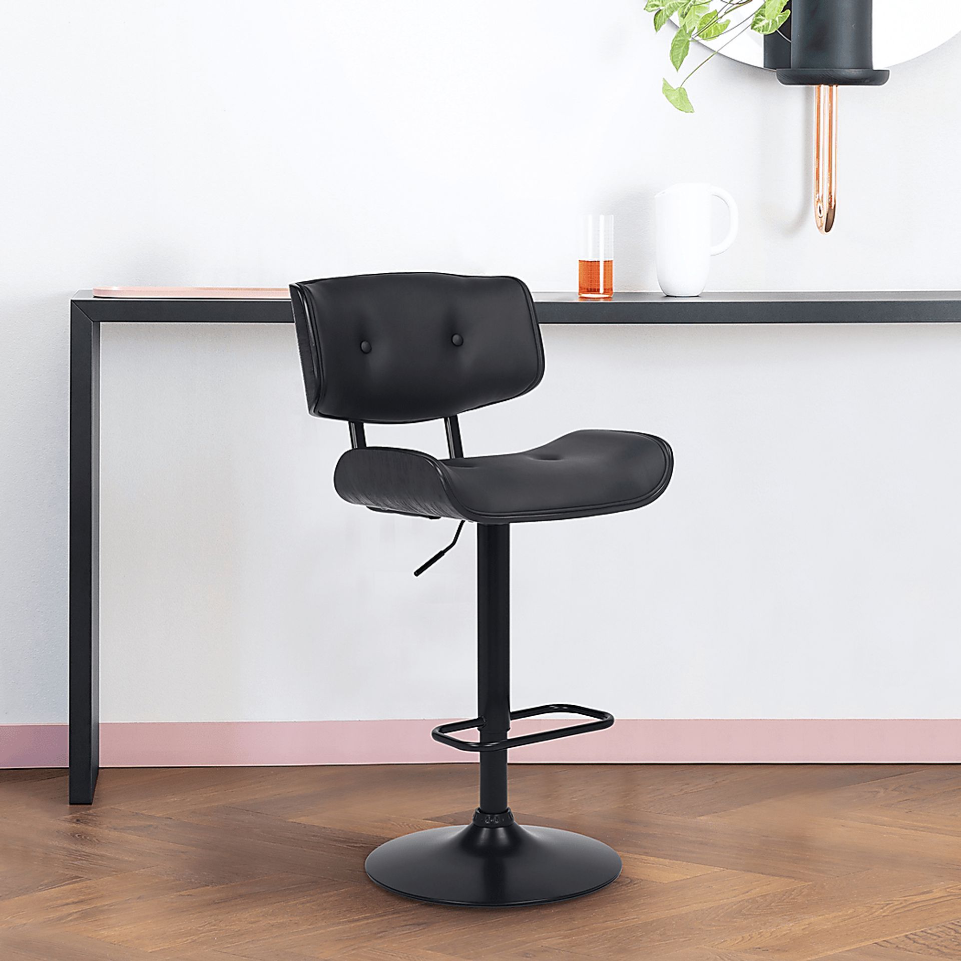 Nizar Black Adjustable Swivel Barstool - Image 2