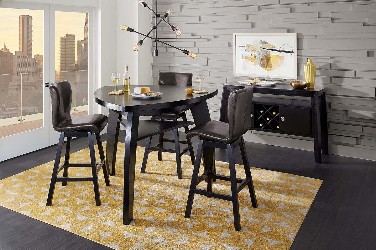 Noah 4 Pc Chocolate / Dark Wood Dining Room Set With Bar Height Dining Table, Barstool Rooms to Go