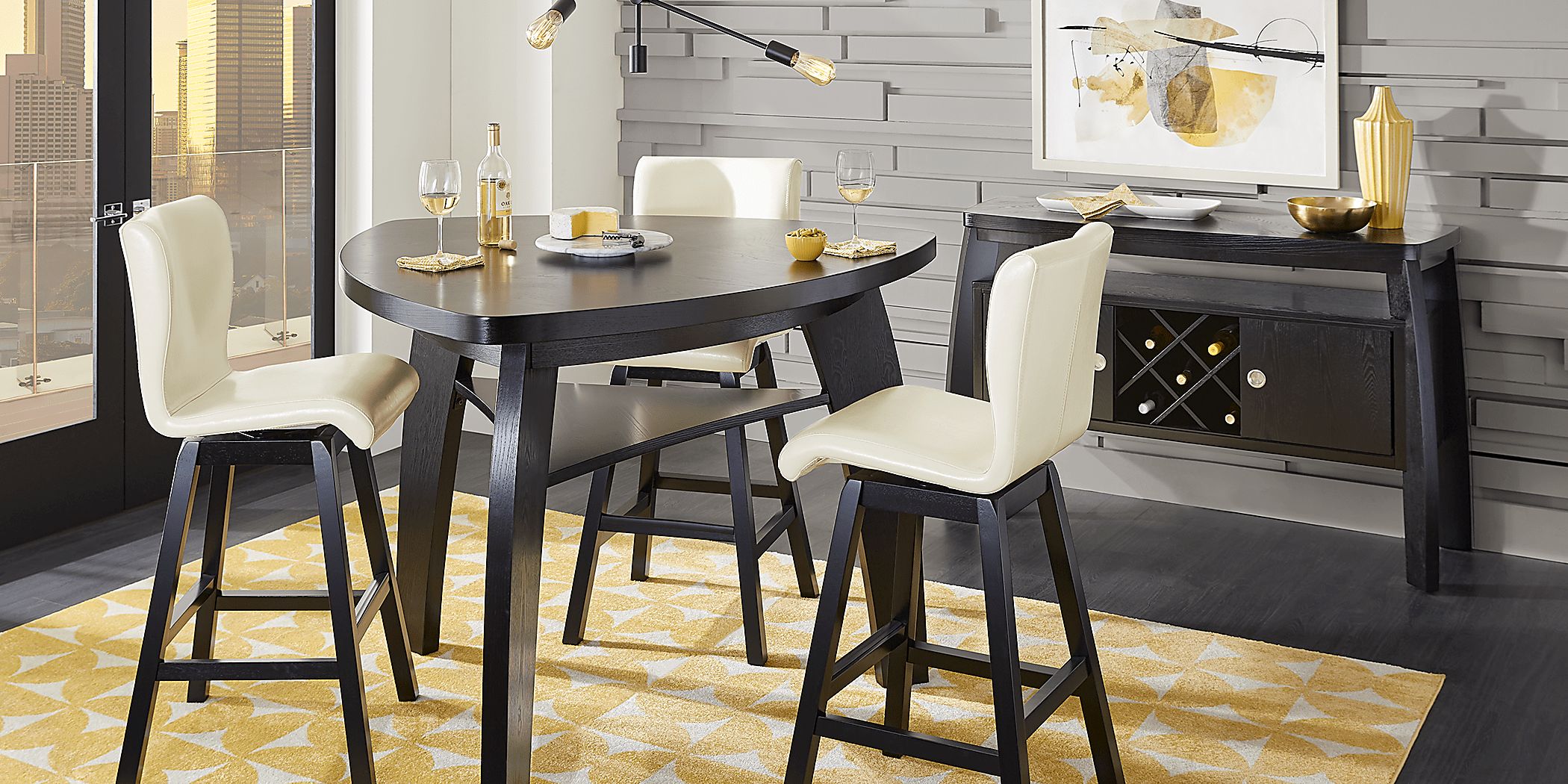 Noah Chocolate 4 Pc Bar Height Dining Room with Vanilla Barstools