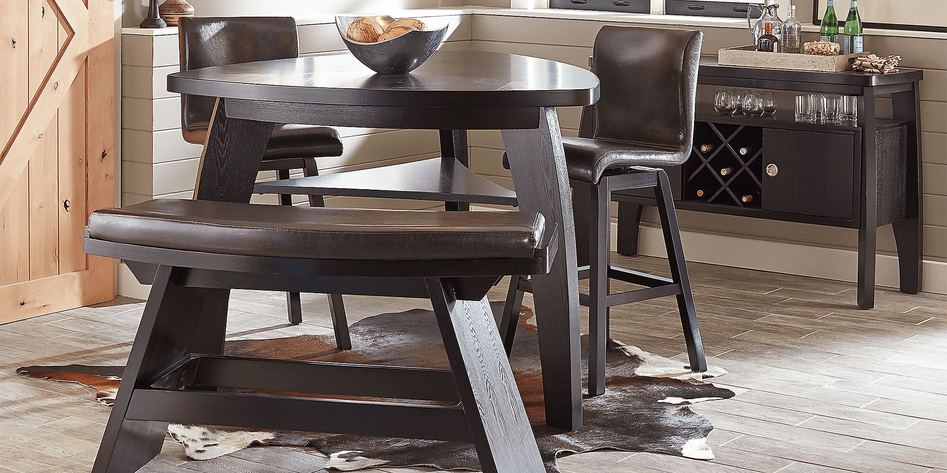 Noah Chocolate 4 Pc Bar Height Dining Room with Chocolate Bar Height Benches - Image 1