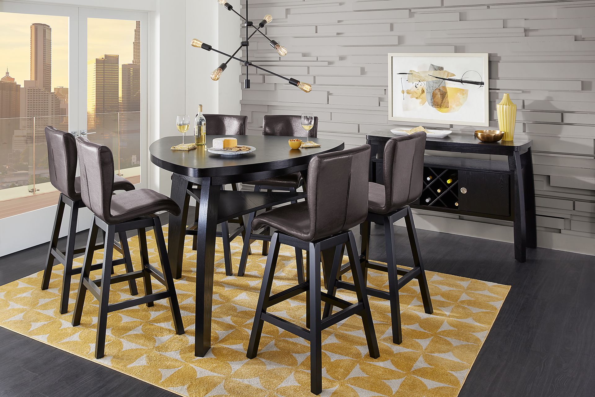 Noah Chocolate 7 Pc Bar Height Dining Room with Chocolate Barstools - Image 1