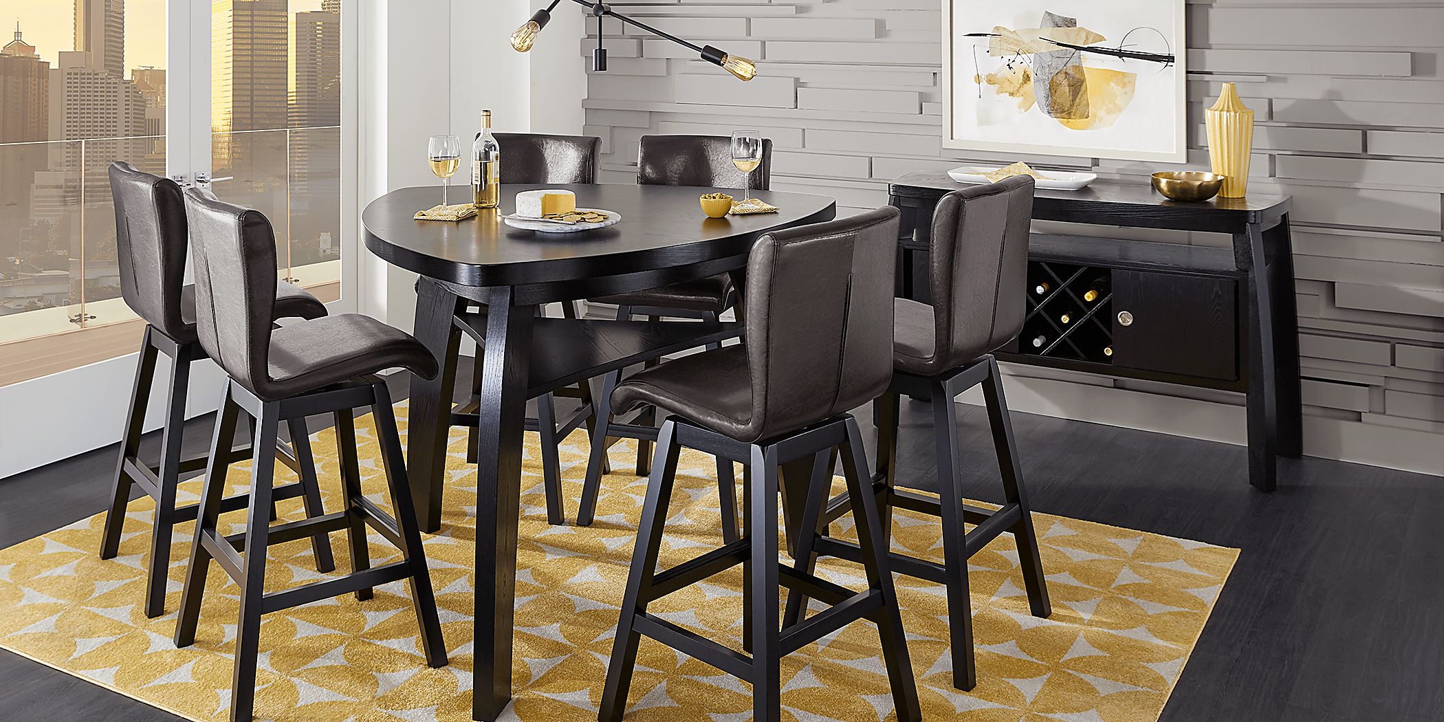 Noah Chocolate 7 Pc Bar Height Dining Room with Chocolate Barstools ...
