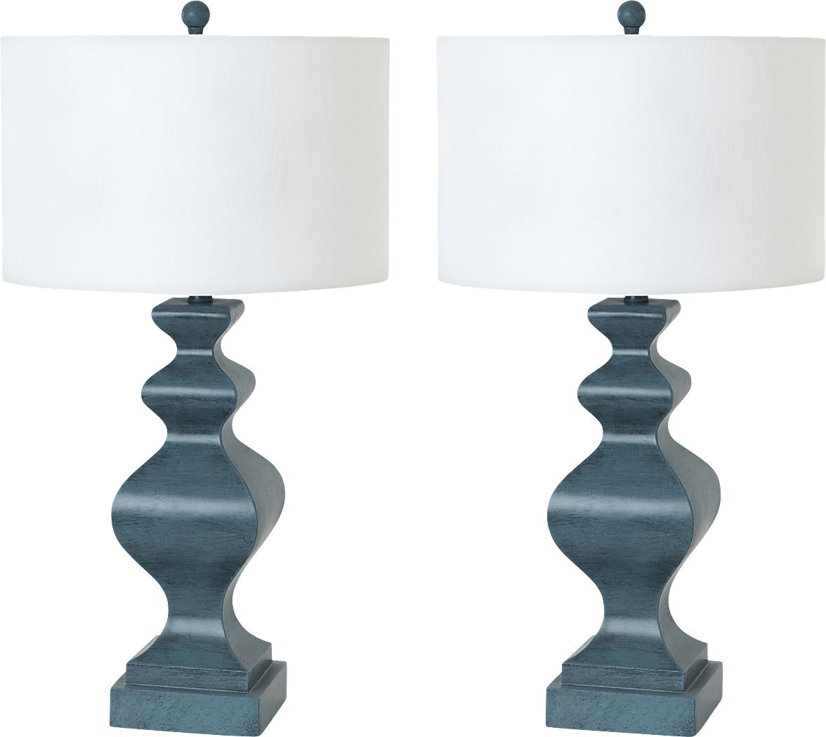 Noakes Bay Blue Table Lamps, Set of 2