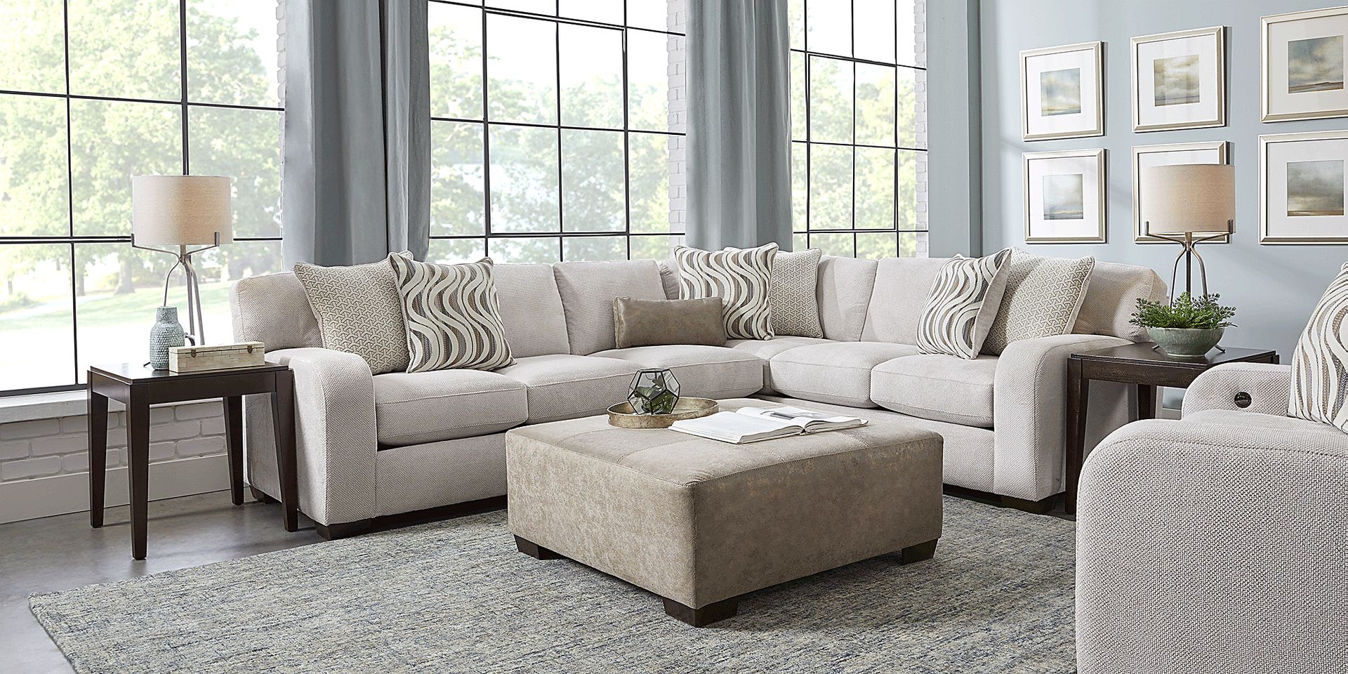 Nob Hill Beige 3 Pc Sectional Living Room - Image 2