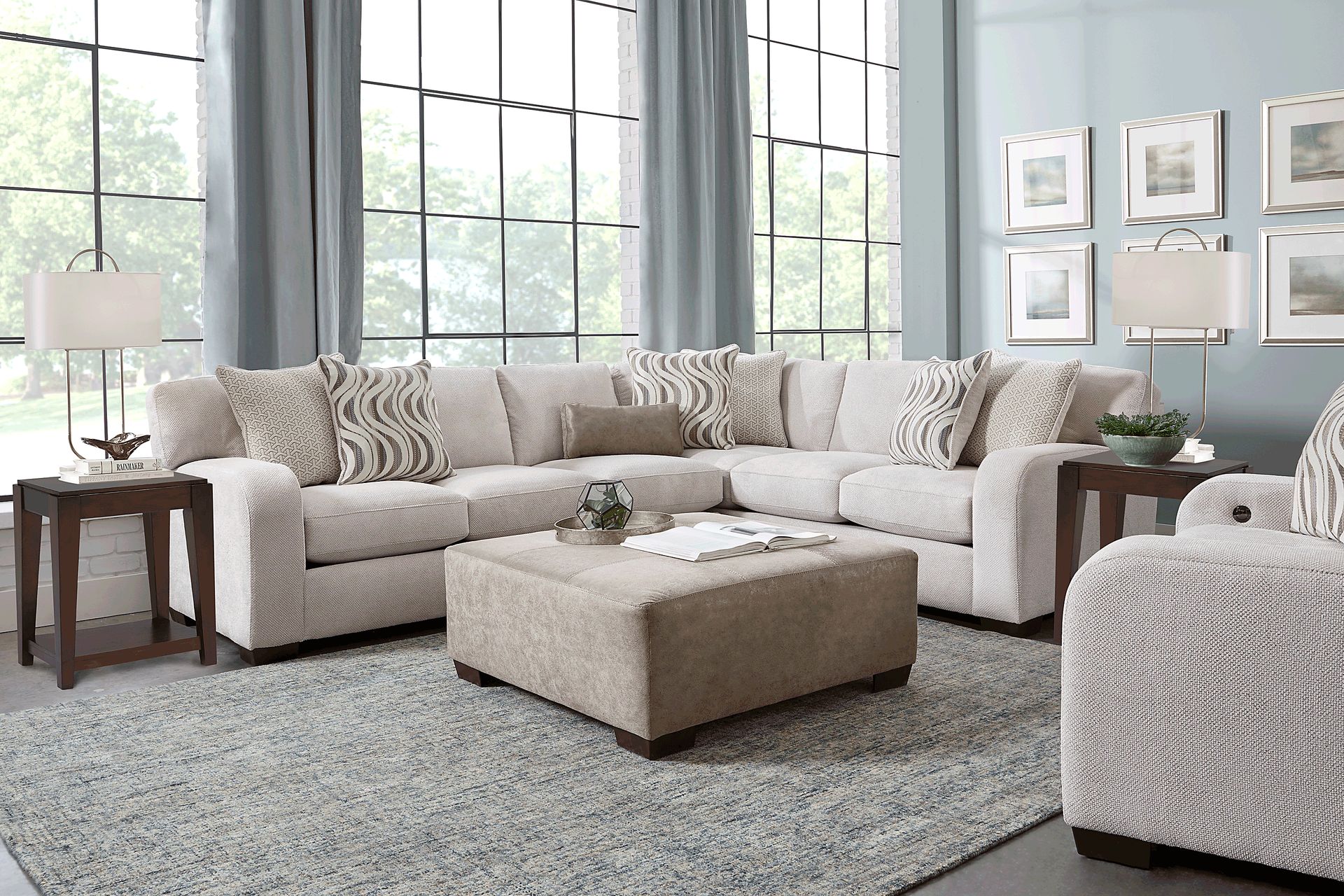 Nob Hill Beige 3 Pc Sectional Living Room - Image 1