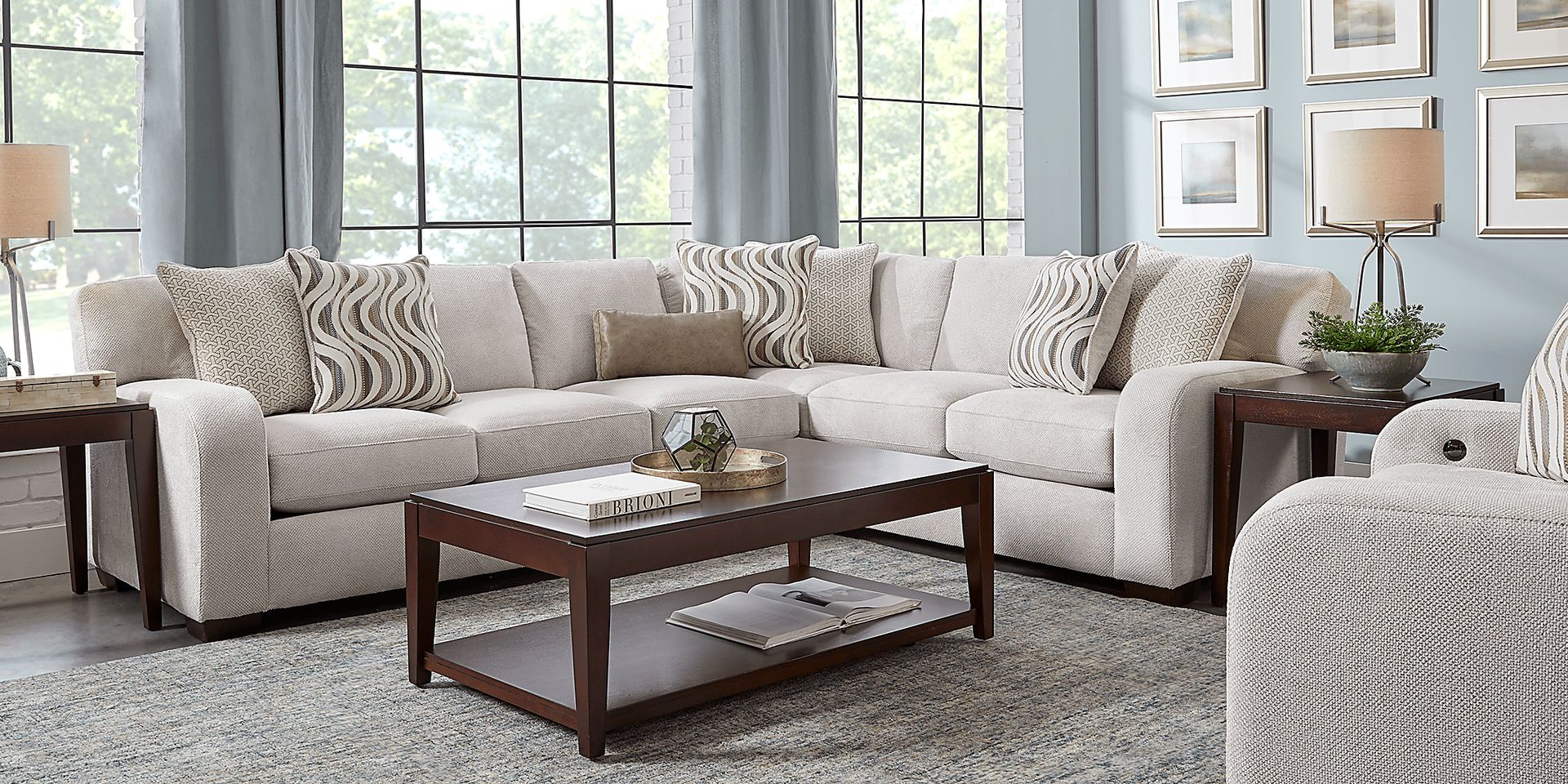 Nob Hill Beige 5 Pc Sectional Living Room - Image 1