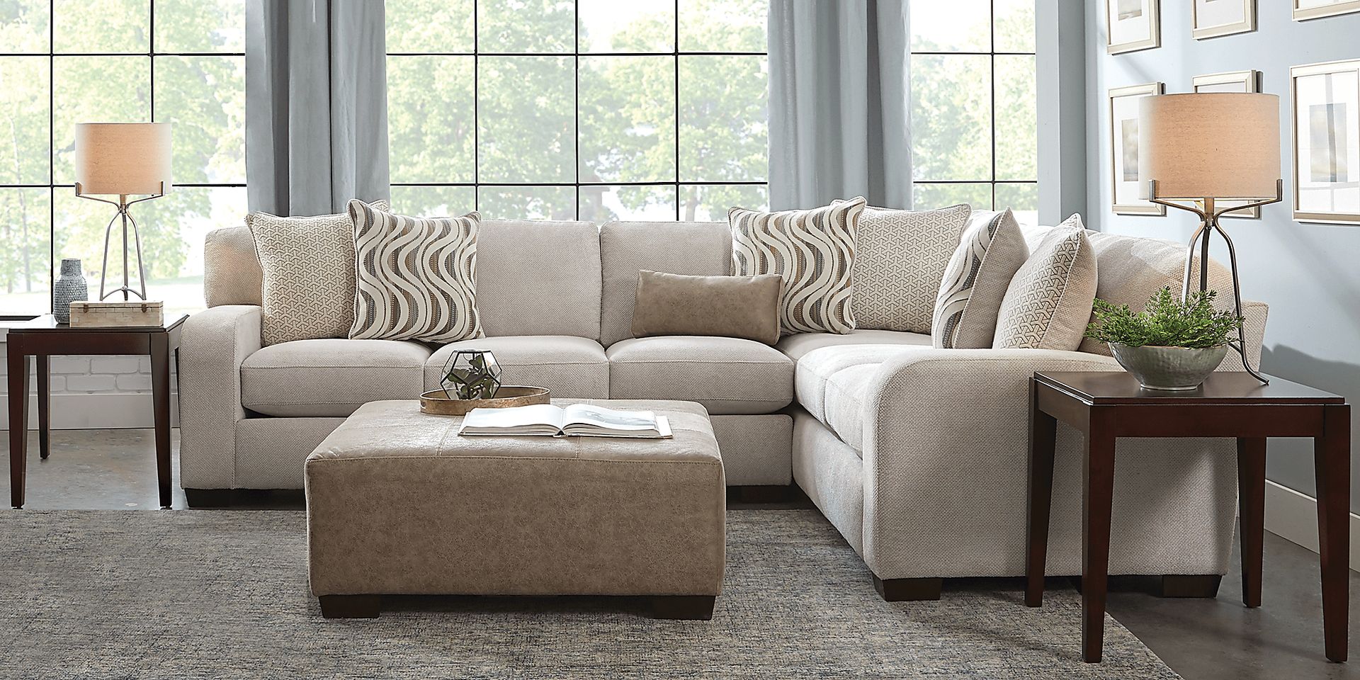 Nob Hill Beige 5 Pc Sectional Living Room - Image 1