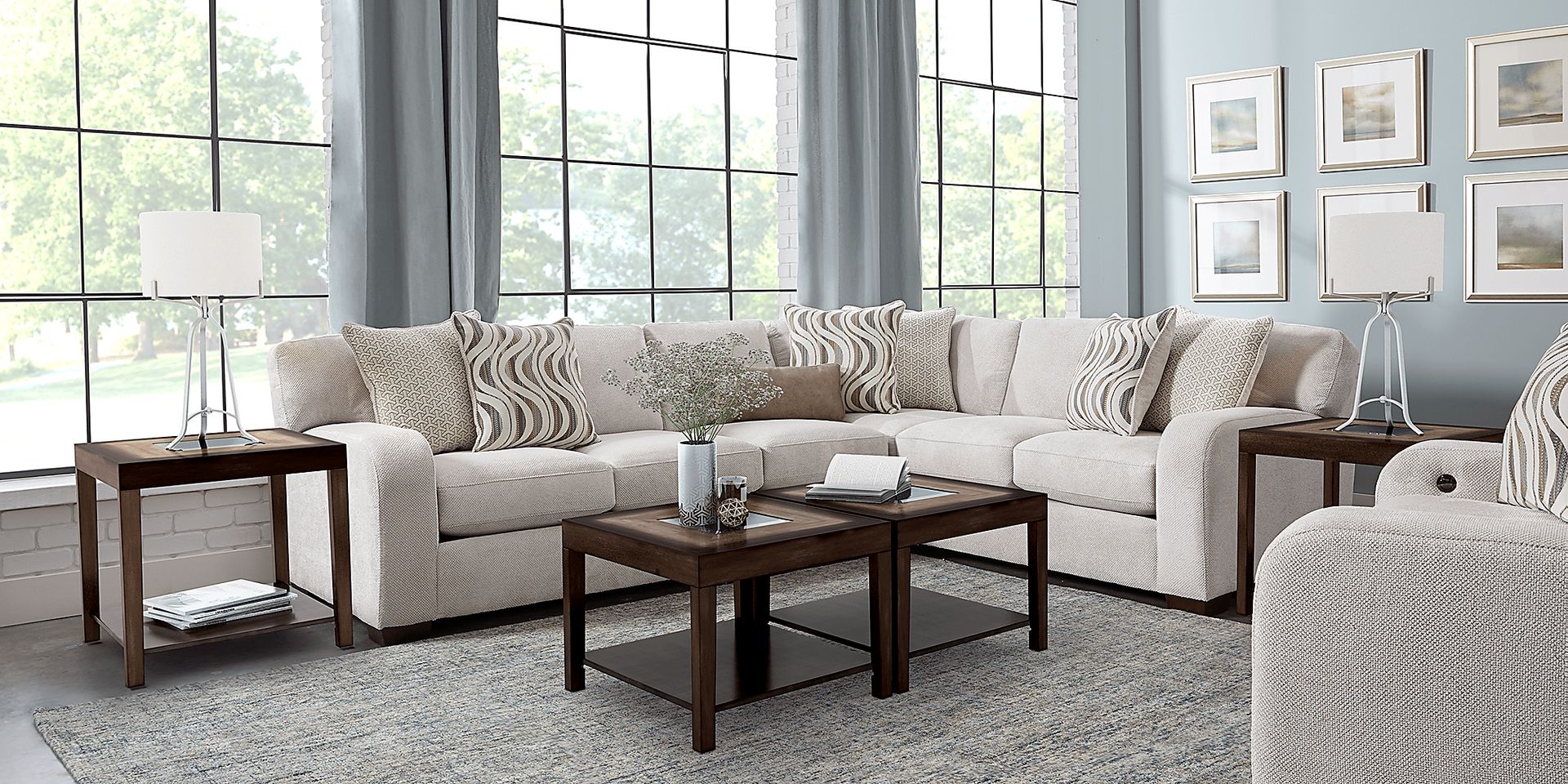 Nob Hill Beige 7 Pc Sectional Living Room - Image 1