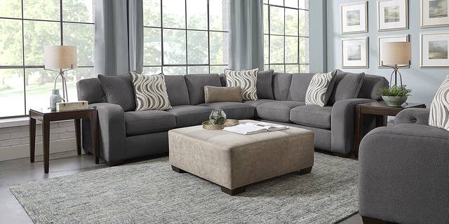 Nob Hill Gray 3 Pc Sectional Living Room - Thumbnail - Image 2