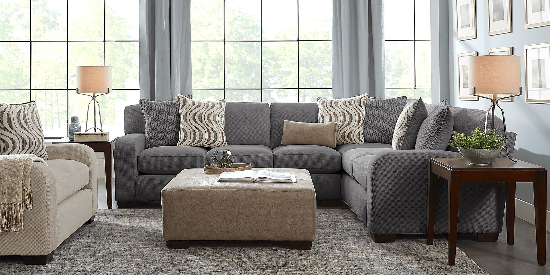 Nob Hill Gray 6 Pc Sectional Living Room - Image 1