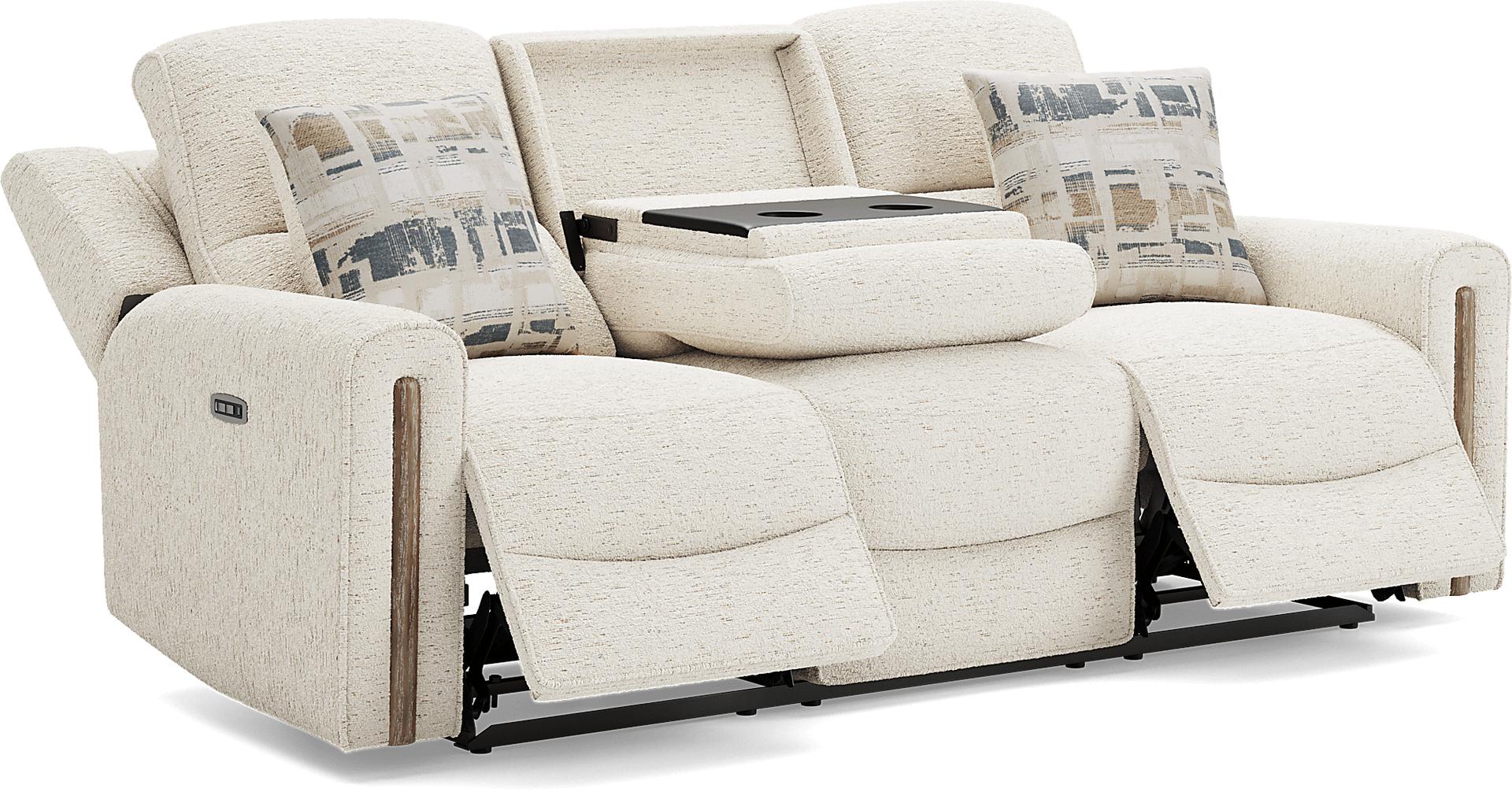 Nob Hill Off-White Dual Power Reclining Sofa