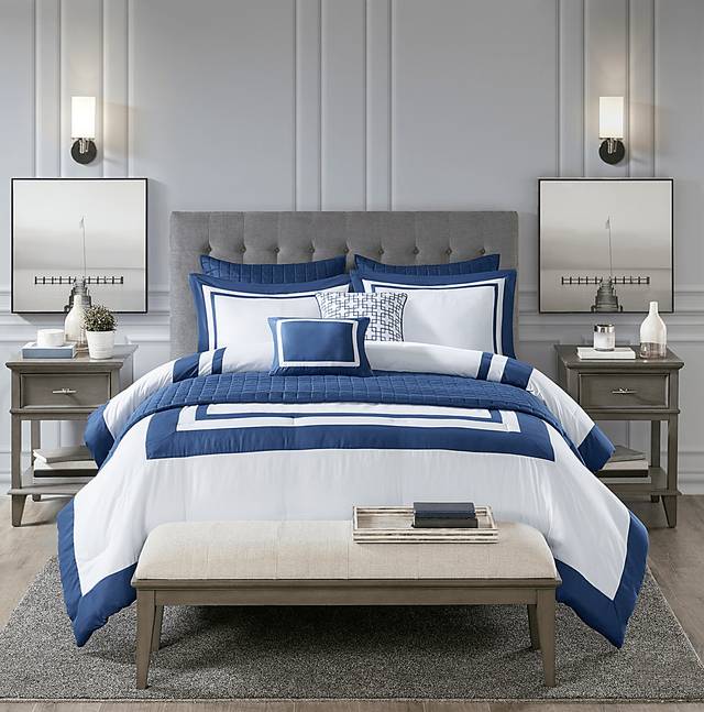 Noemy Navy 8 Pc Queen Coverlet Set - Thumbnail - Image 1