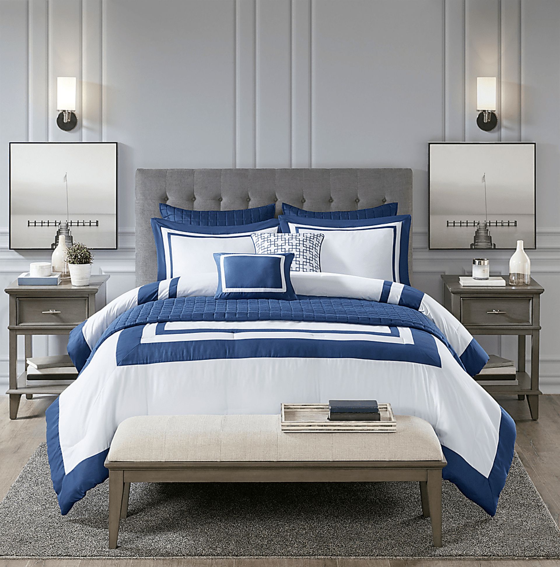 Noemy Navy 8 Pc Queen Coverlet Set - Image 1