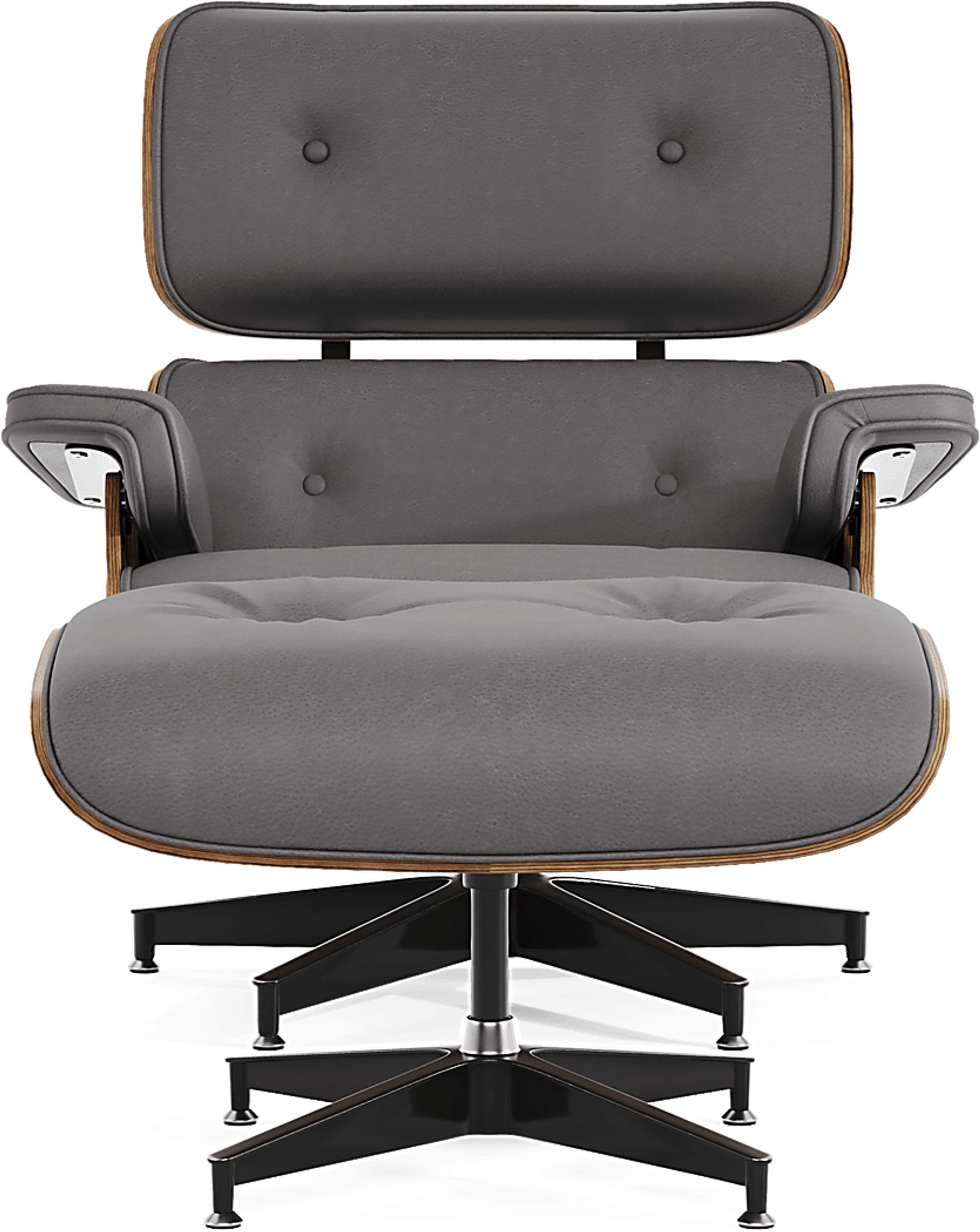 Nole Gray Leather Accent Chair with Ottoman - Image 2