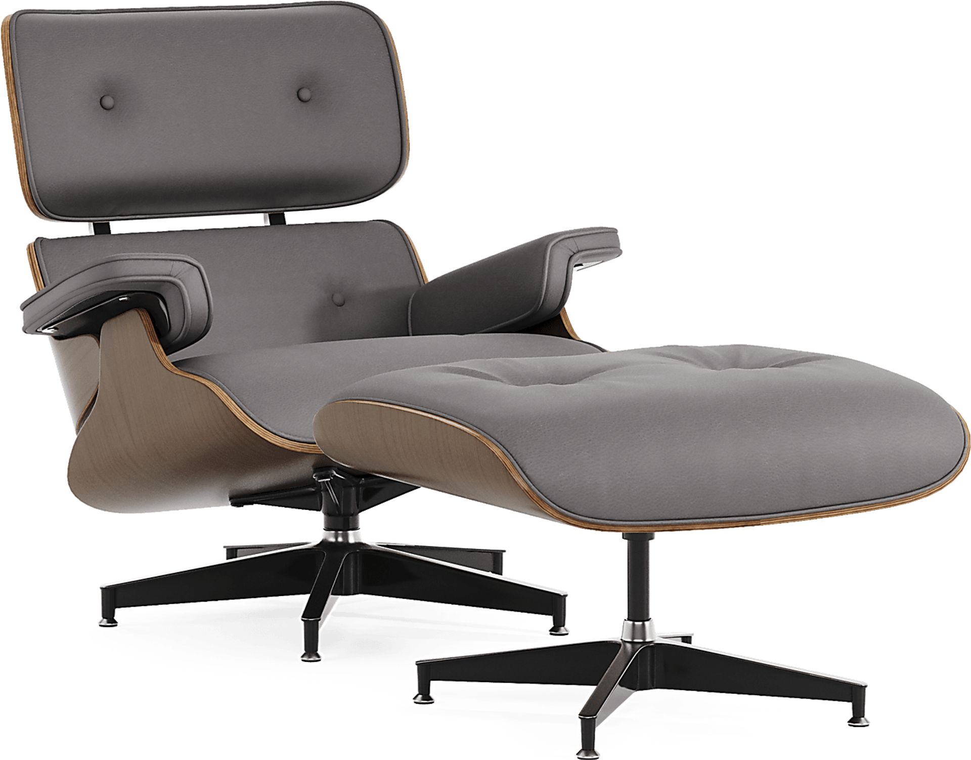 Nole Gray Leather Accent Chair with Ottoman - Image 1