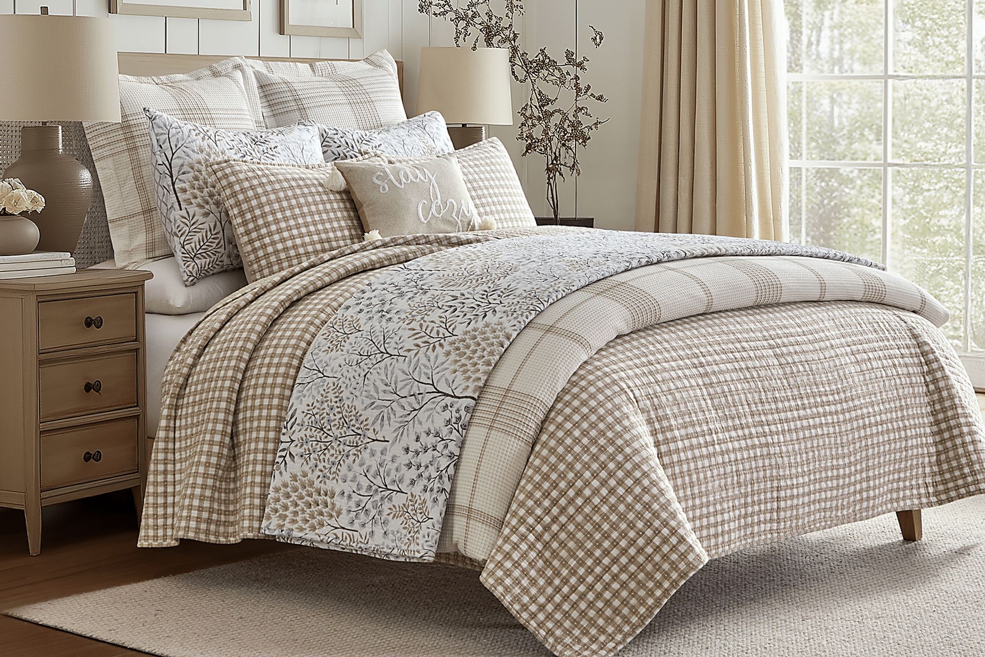 Nomalu Cream 3 Pc Full/Queen Quilt Set - Image 4