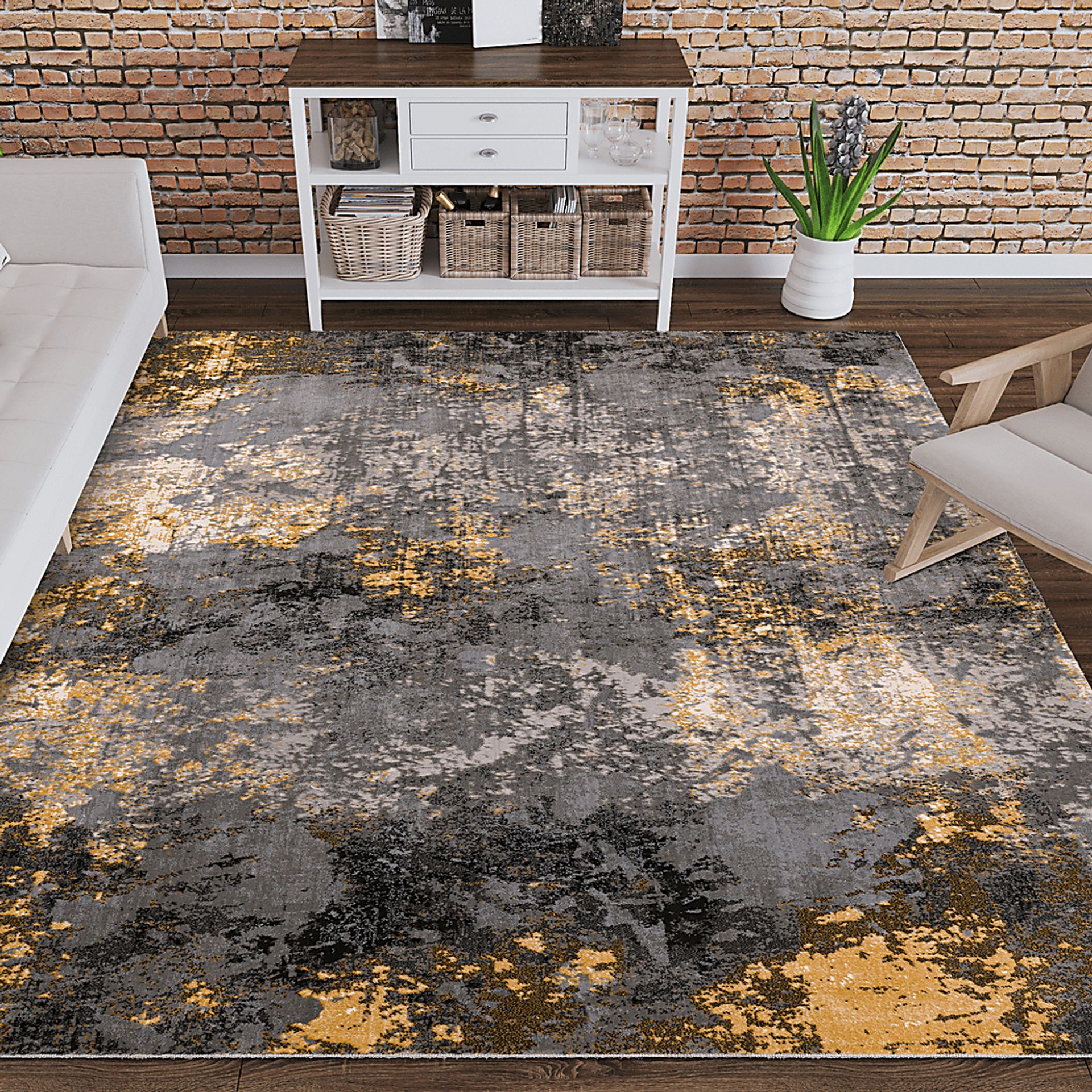 Norez 3' x 5' Yellow Rug - Image 2