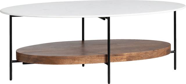 Norkota White Oval Cocktail Table - Thumbnail - Image 2