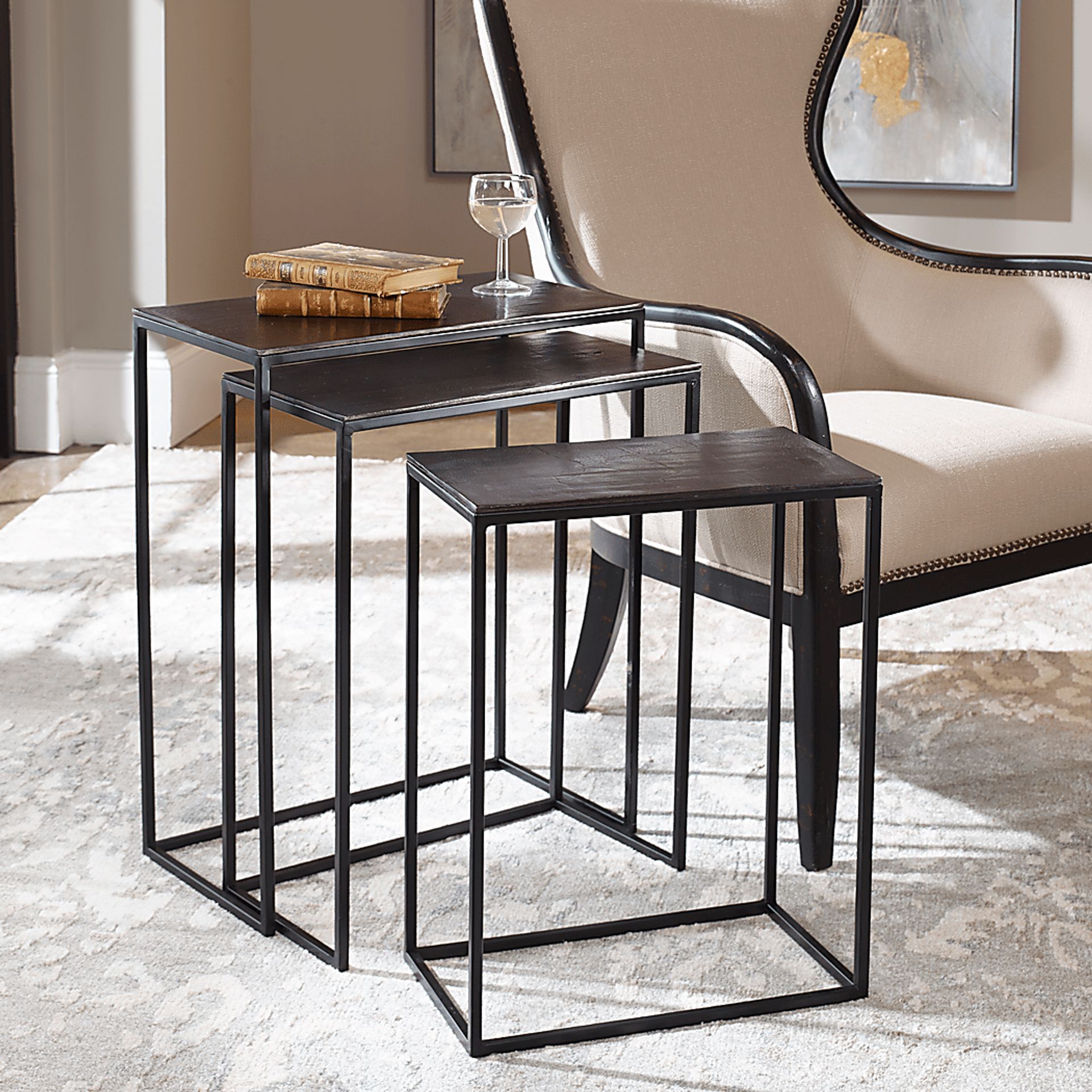 Norlake Black Nesting Tables, Set of 3 - Image 2